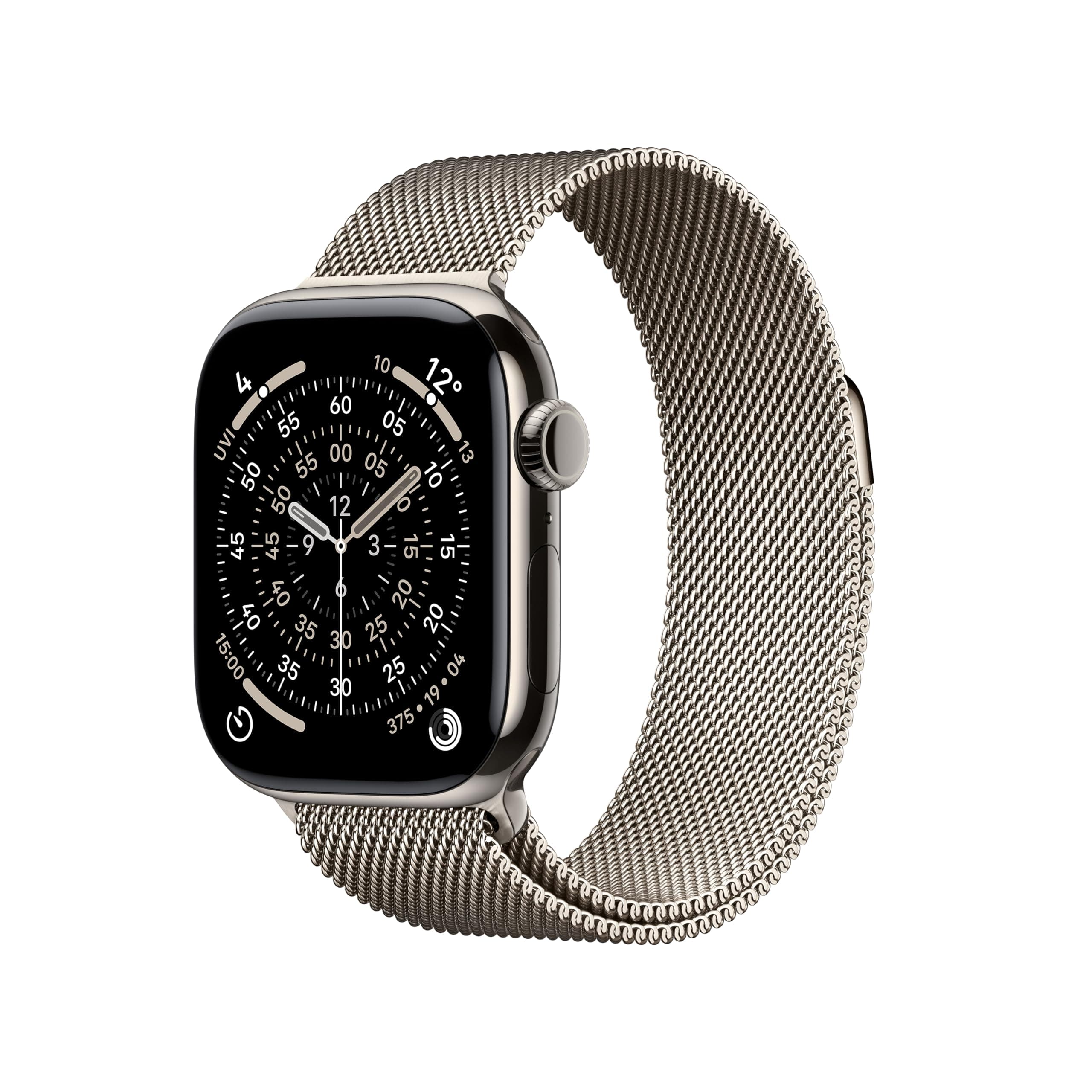Apple Watch Series 11 GPS + Cellular 42 mm Smartwatch mit Titangehäuse in Natur und Milanaise Armband in Natur, Schlafindex, Fitnesstracker, Gesundheitsüberwachung, Always-On Display, Wasserschutz
