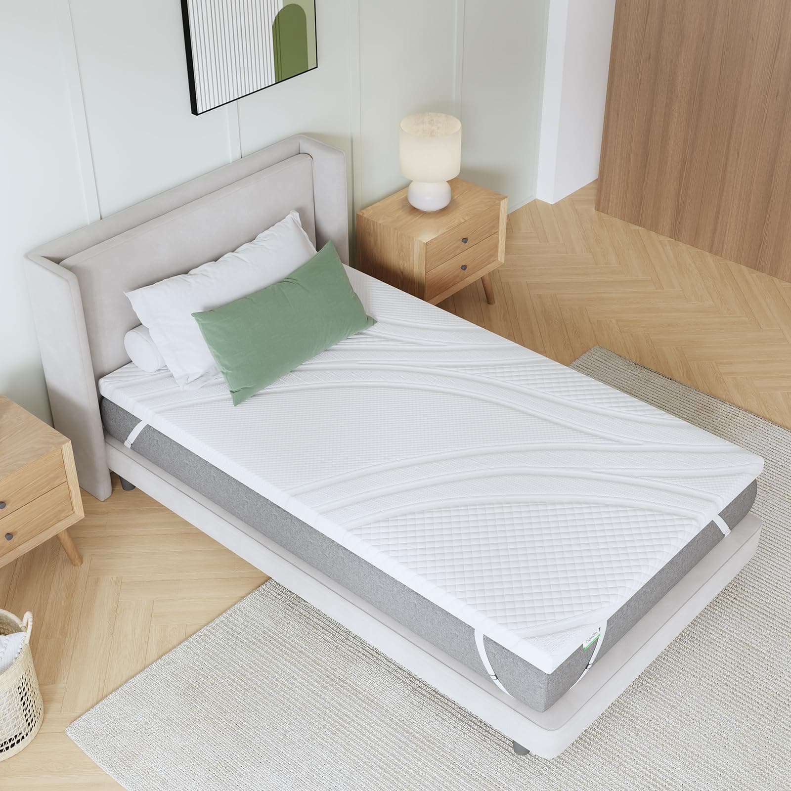 Novilla Topper Singolo Memory Foam 120x190x7,5cm, Copertura Lavabile | Si adatta al corpo per un comfort avvolgente, copertura sfoderabile con cerniera e fascia elastica