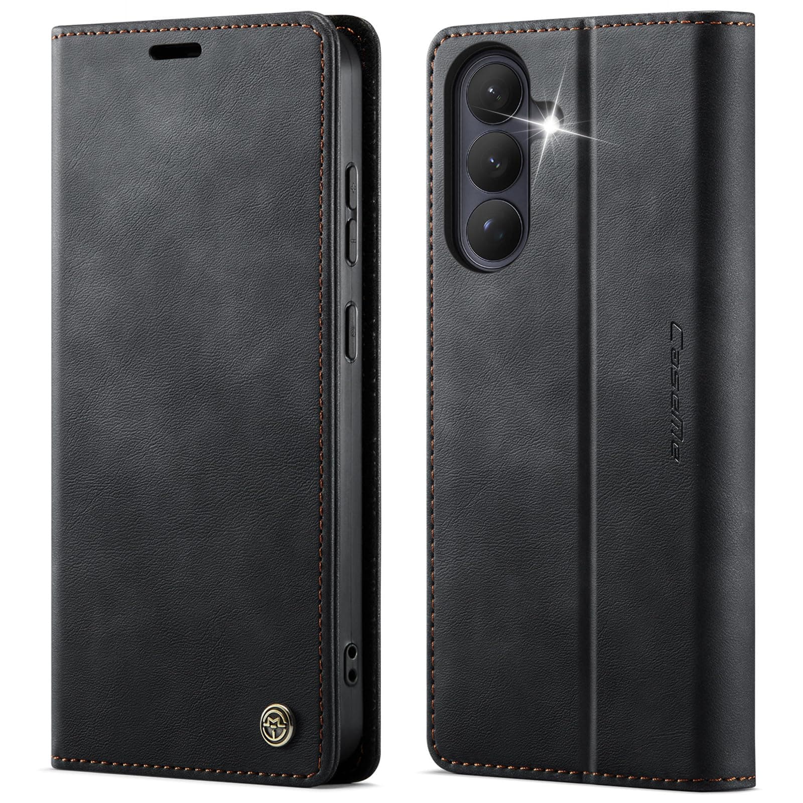 owlhold Handyhülle für Samsung Galaxy S26 5G Hülle Premium Lederhülle Weiches Vintage-Nubukleder Faltbare Ständer Schutzhülle Kartenfach Standfunktion klapphülle Samsung Galaxy S26 5G -Schwarz