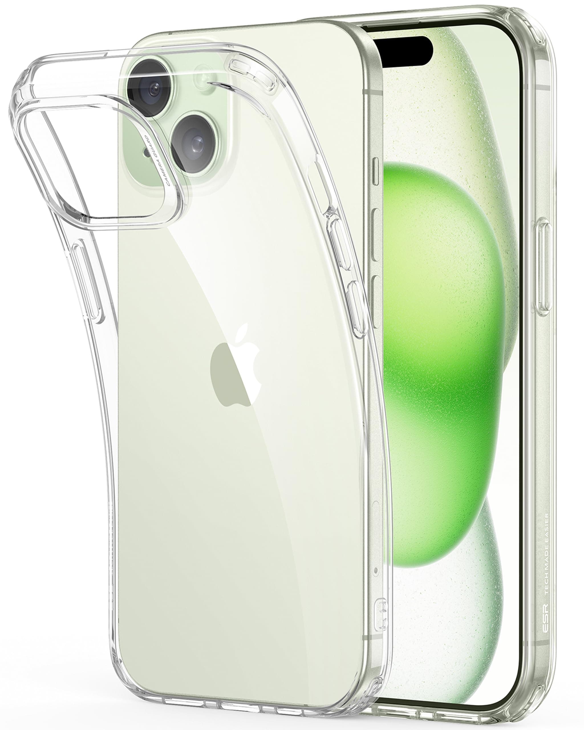 ESR für iPhone 15 Hülle, klares Silikon Case, stoßfeste dünne Abdeckung, vergilbungsbeständige dünne transparente TPU-Handyhülle, Zero Serie, Klar