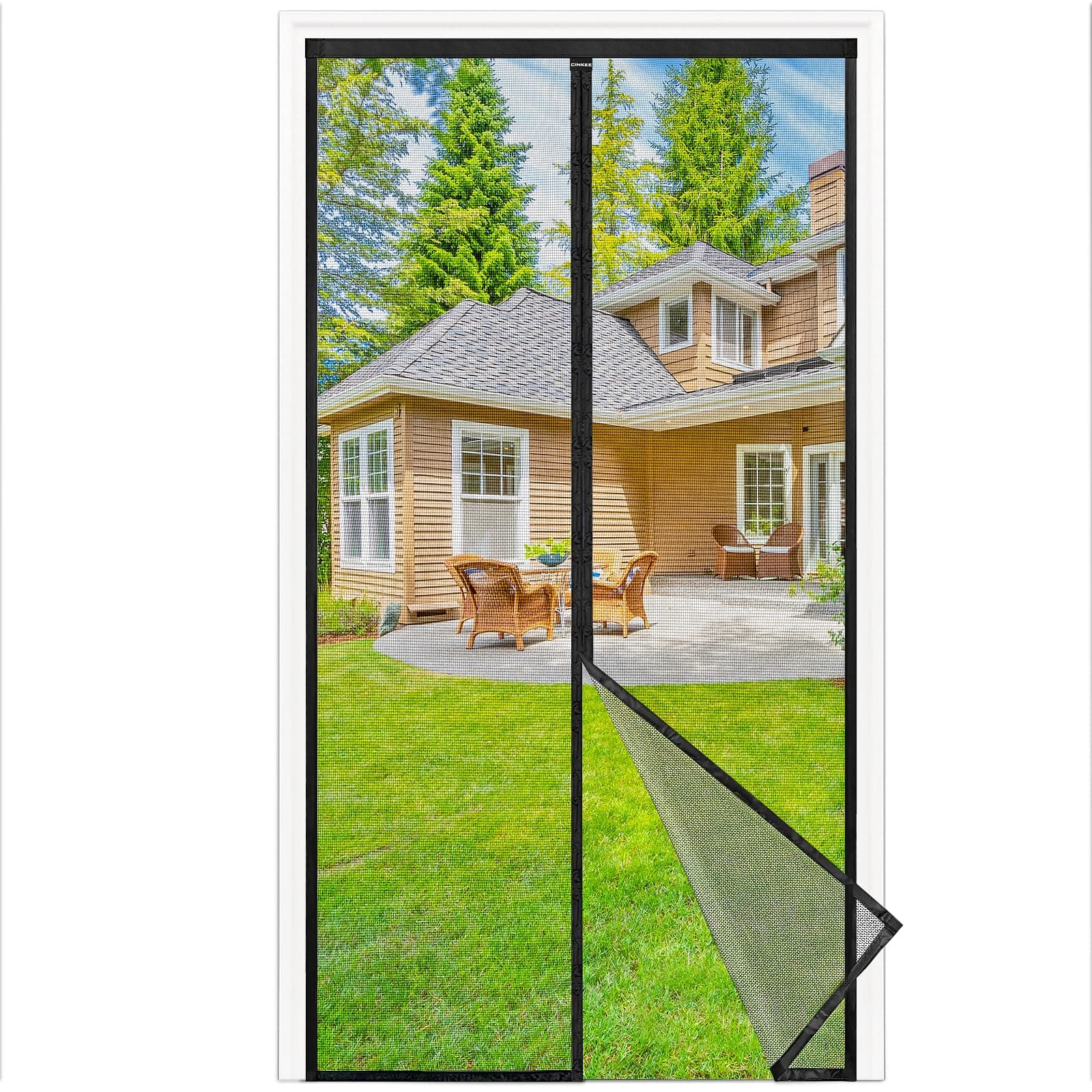 NUEVA Mosquitera Puerta Magnética 90x210 cm, Mosquitera para Puerta con Imanes Potentes, Instalación Sin Taladro, Cierre Automático, Malla Transpirable y Antidesgarro, Negro