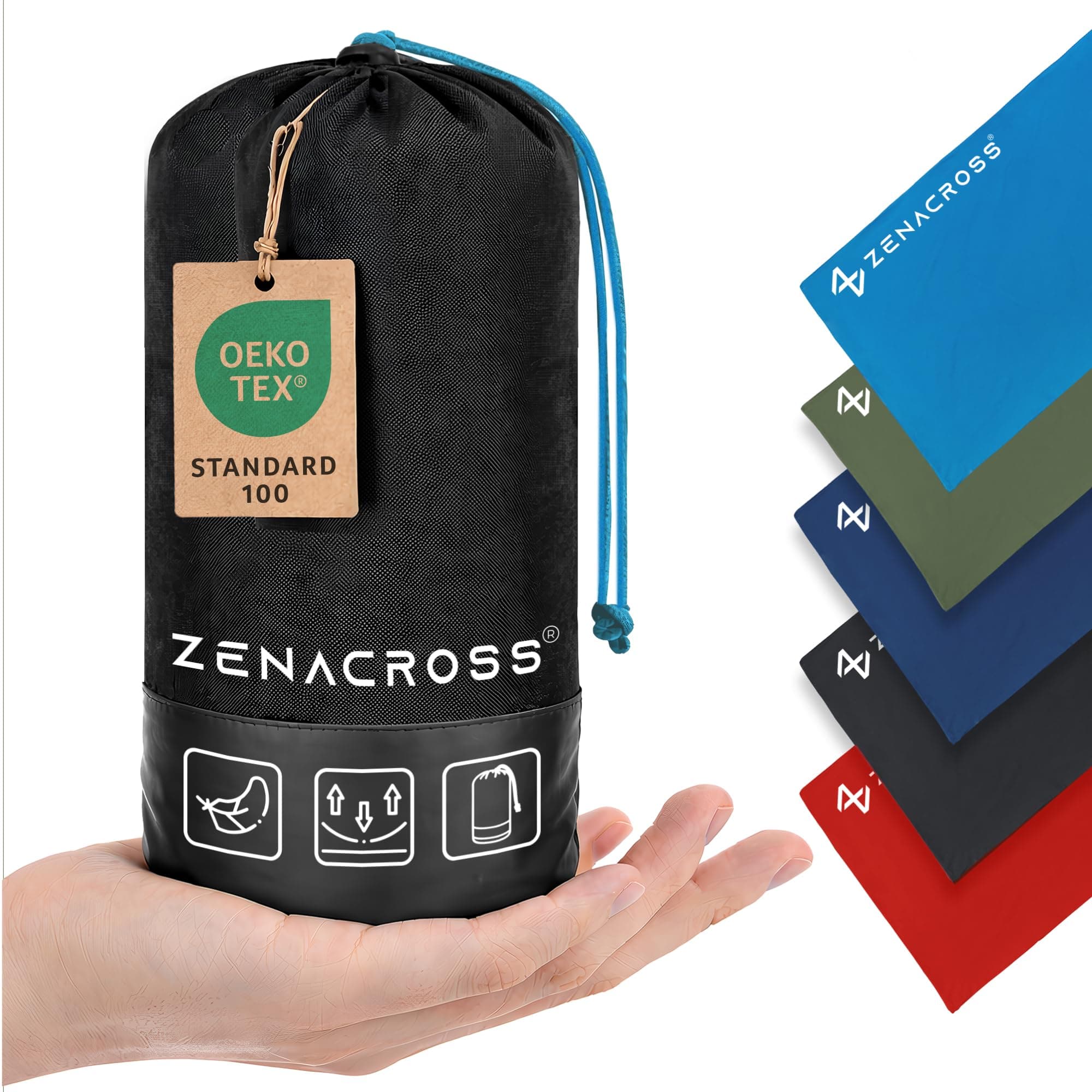 ZENACROSS Drap de Sac de Couchage Adulte Compact Et Leger pour Voyage - Sac de Couchage Ete Microfibre, Compartiment Oreiller - Ultra Leger