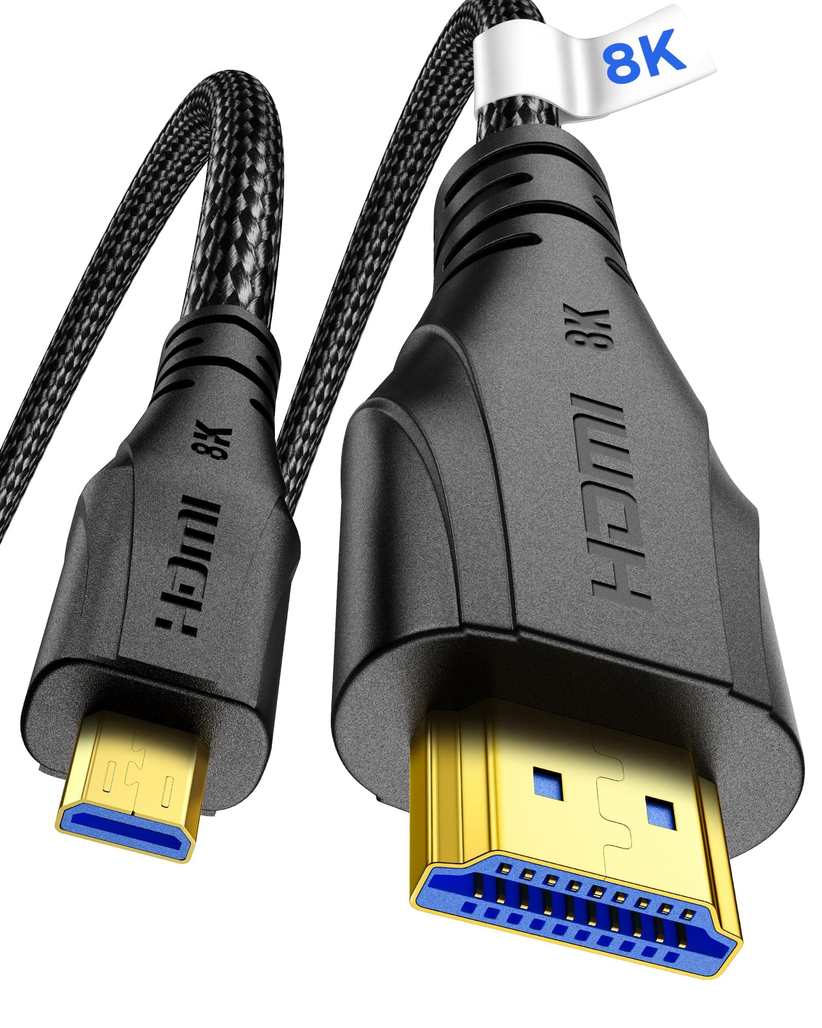 Cratree Câble Micro HDMI vers HDMI 2M, 8K 60hz 4K 120hz, Micro HDMI Ultra Haute Vitesse Supporte HDR eARC Compatible avec GoPro Hero 7 6 5 4,Raspberry Pi 4,Sony Camera,Nikon