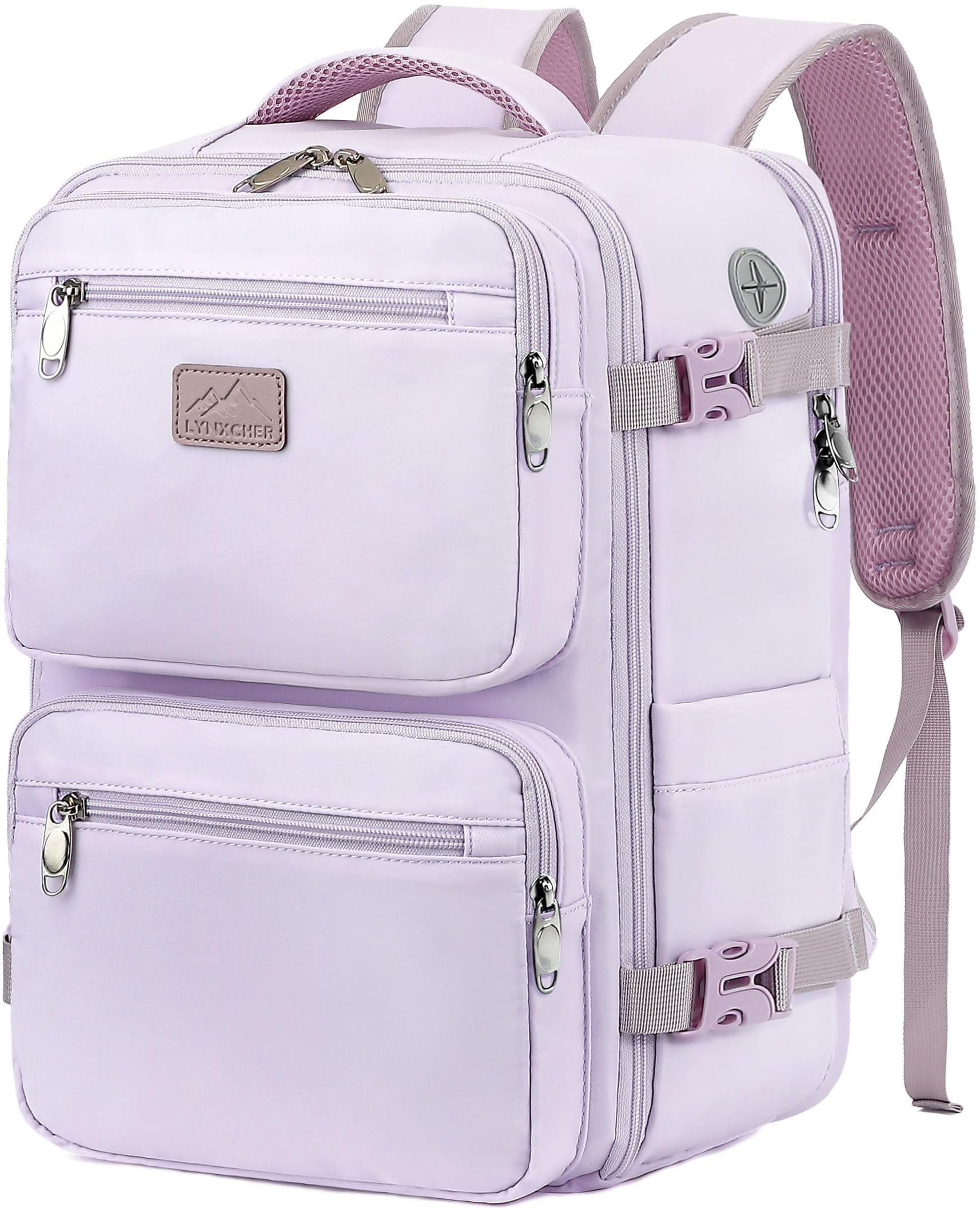 LYNXCHER Sac à dos Cabine Avion 40x30x20 pour Ryanair EasyJet Bagage Cabine Anti-vol Unisexe Homme Femme avec Compartiment pour Ordinateur 15,6 Pouces pour Voyage et Travail(Violet clair,M)