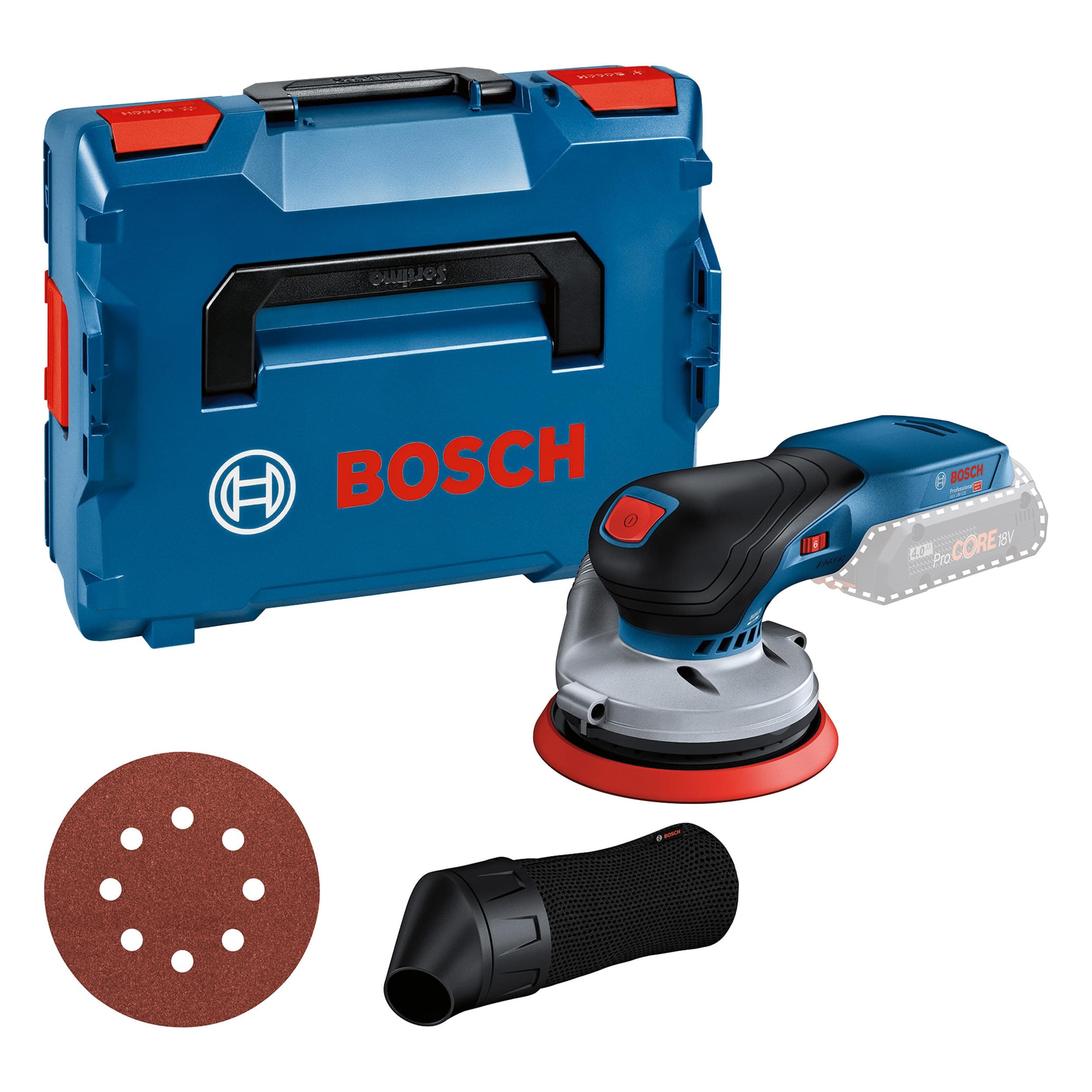 Bosch Professional 18V System Akku Exzenterschleifer GEX 18V-125 (inkl. Schleifteller (125mm), 1x Schleifpapier, Staubbeutel, L-BOXX, ohne Akku/Ladegerät)