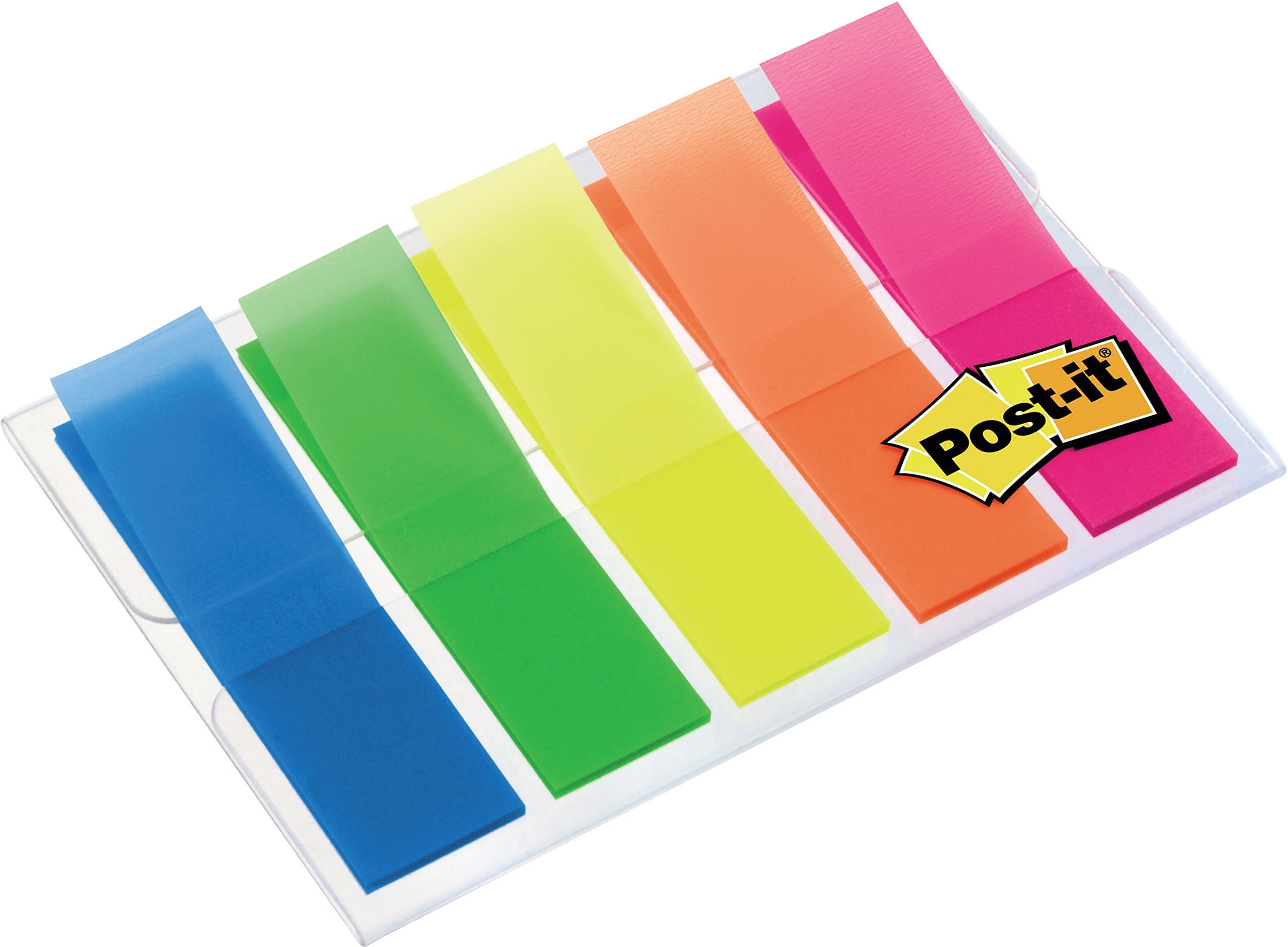 Post-it Index Haftstreifen, Mini, Transluzente Farben, 100 Haftstreifen (11,9 x 43,2 mm) Blau, Grün, Gelb, Orange, Pink - Zum Hervorheben Wichtiger Informationen
