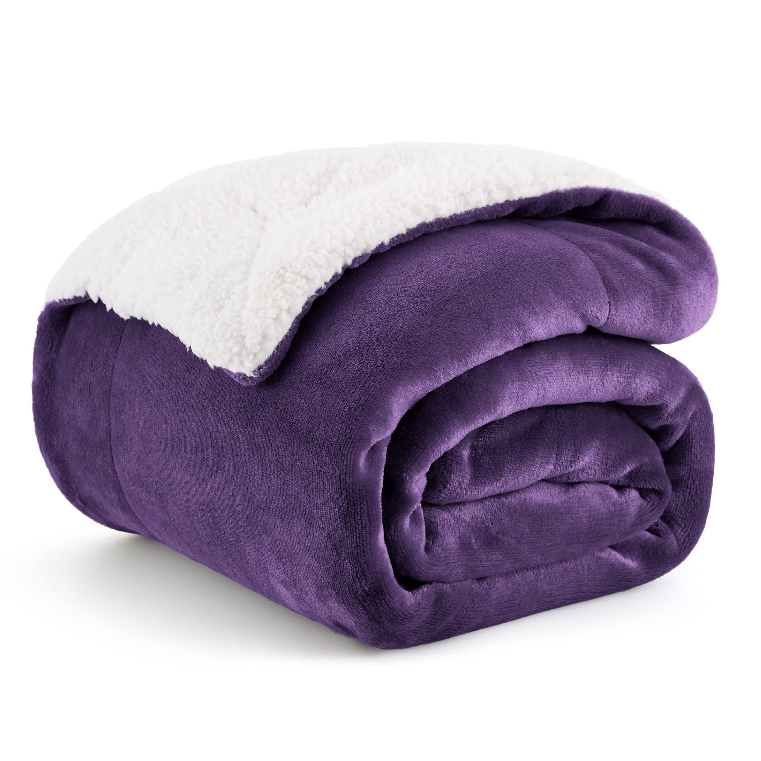Bedsure Manta Sofá Polar Invierno - Sherpa, Violeta, 150x200 cm | Mantas para Cama, Mantas Grande Suave y Cálida para Sofá, Manta Borrego Polar Reversible de Franela y Borreguito, Acogedor