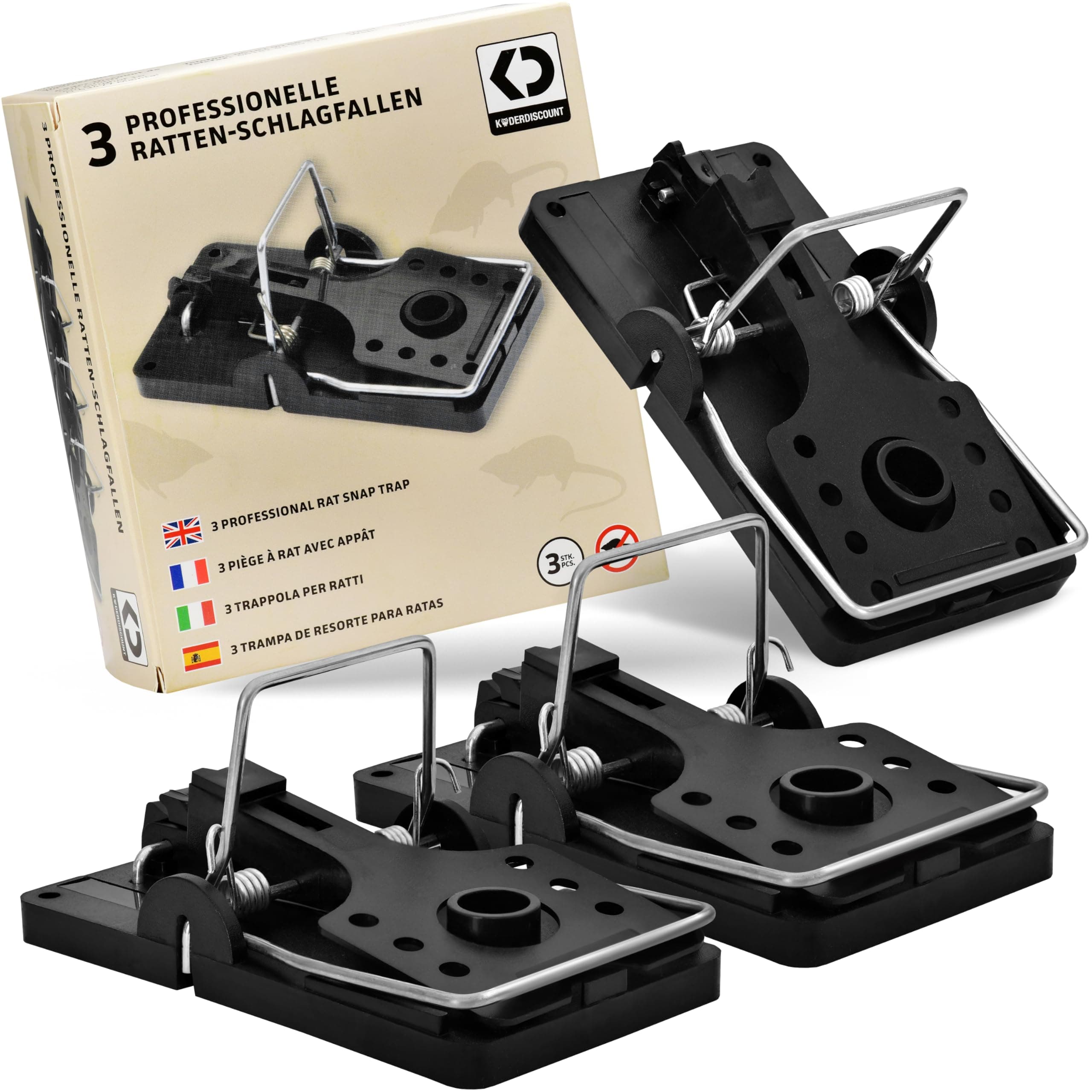 3 x piège à rats professionnel - piège à rats sans poison pour rats | Efficace | Utilisation simple | Réutilisable | Fiable | Vite