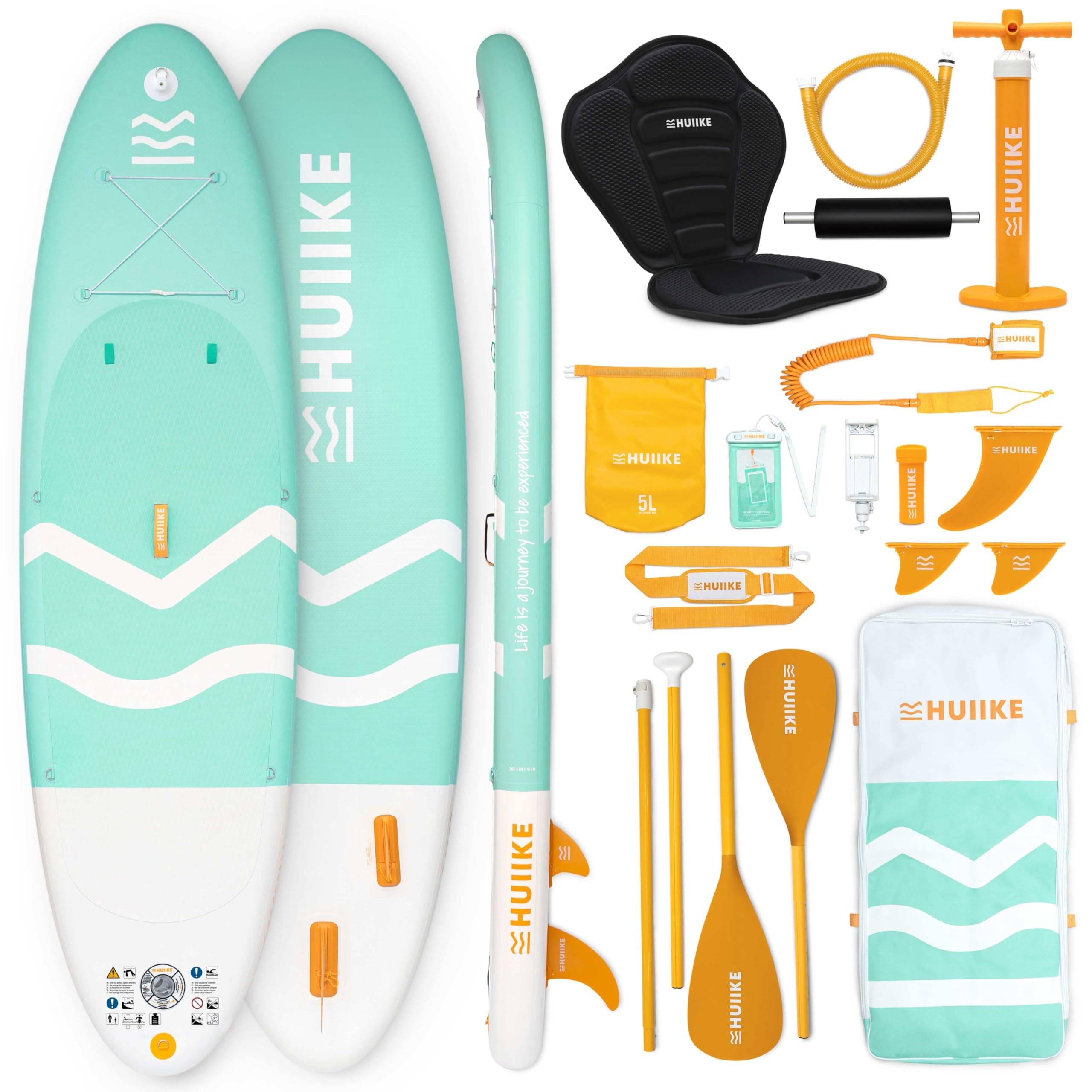 HUIIKE Paddle Gonflable Adulte avec Accessoires Inclus, Pagaie, Ailerons, Pompe. Planche de Stand Up Paddle Grande Stabilité et Résistance. 305 x 84 x 15 cm, Jusqu'à 130 kg