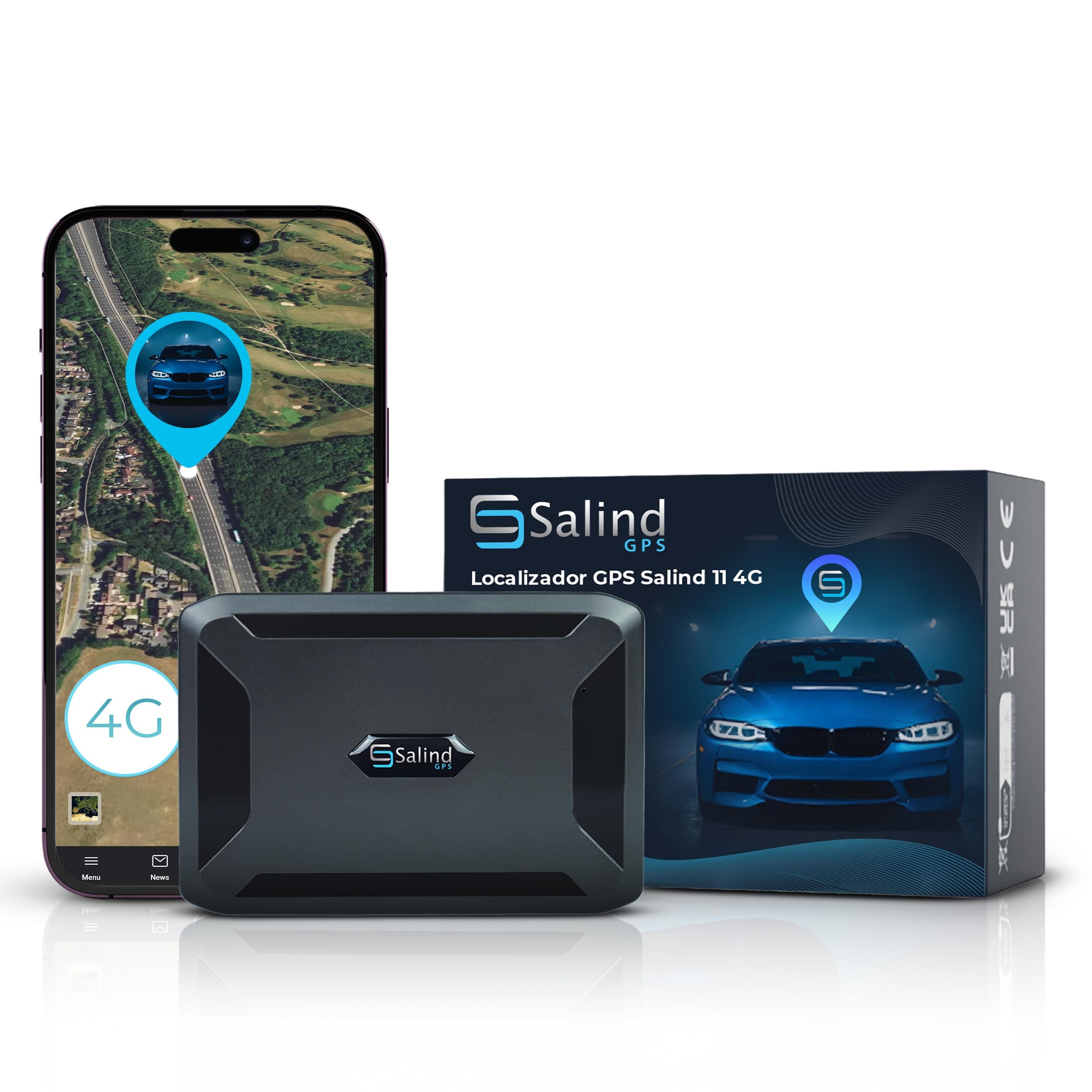 Salind 11 4G - Localizador GPS con Imán para Coches, Otros Vehículos y Maquinaria - Seguimiento en Tiempo Real, Historial de Rutas y Alarmas Antirrobo - Batería de hasta 70 Días (Modo Espera)