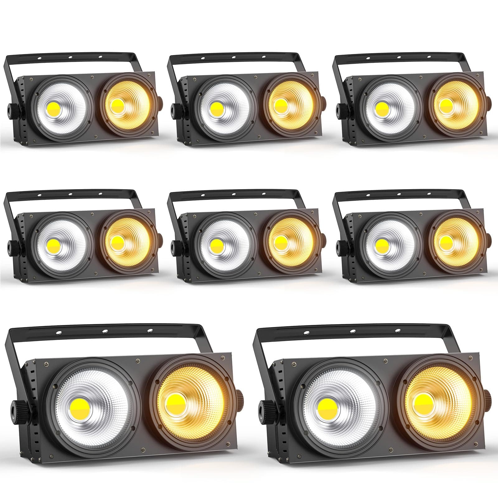 Erreyht 8PCS 200W COB Par Blanc Froid/Chaud Blinder Theatre Par LED, Eclairage Scene COB Effets avec D MX 8CH, Lumiere Scene pour église Mariage éclairage public Fête Halloween Noël