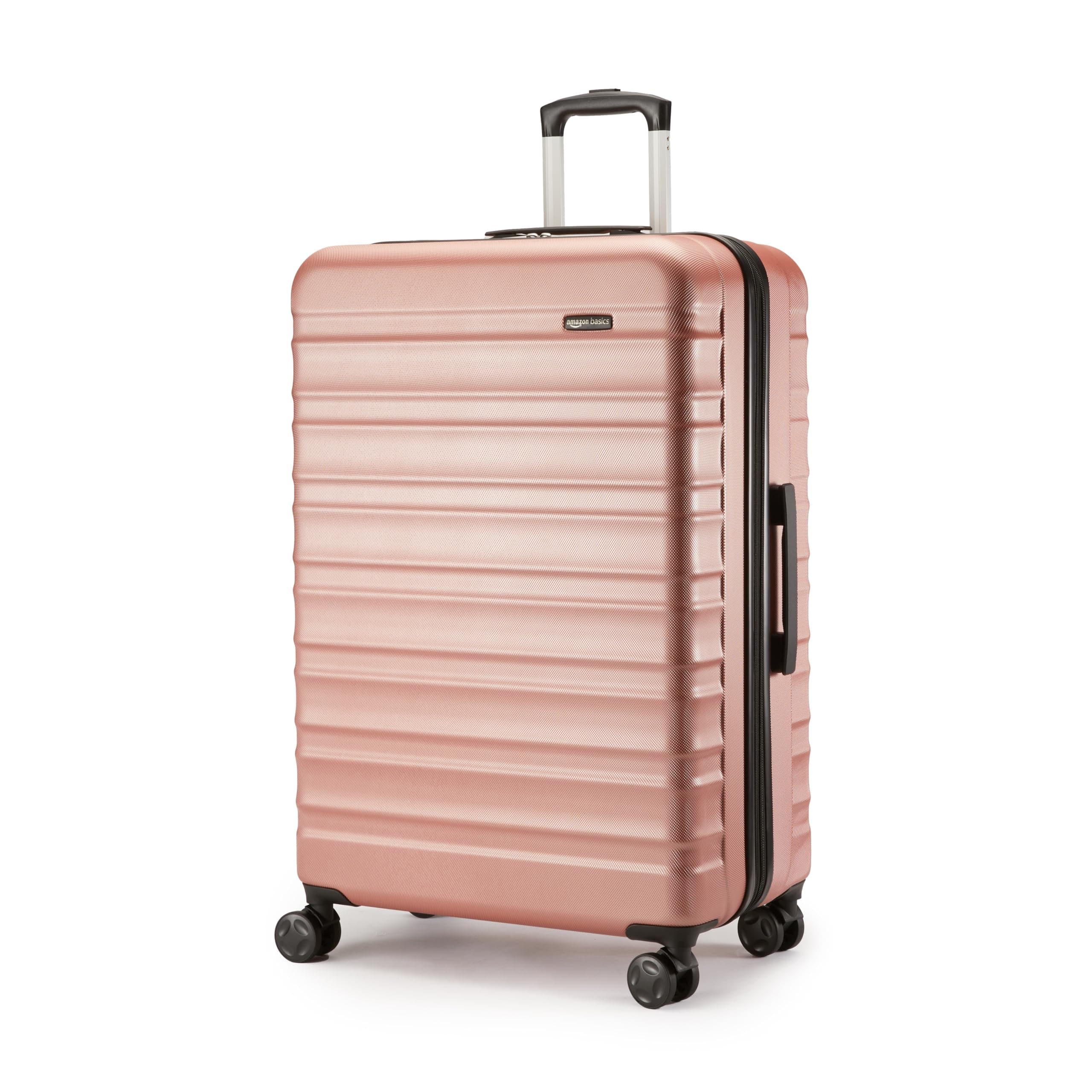 Amazon Basics Maleta Rígida Grande - Equipaje de Viaje Extensible ABS con 4 Ruedas Dobles Giratorias - Resistente a Arañazos y Ligera - 78 x 52,6 x 32cm - Oro Rosa