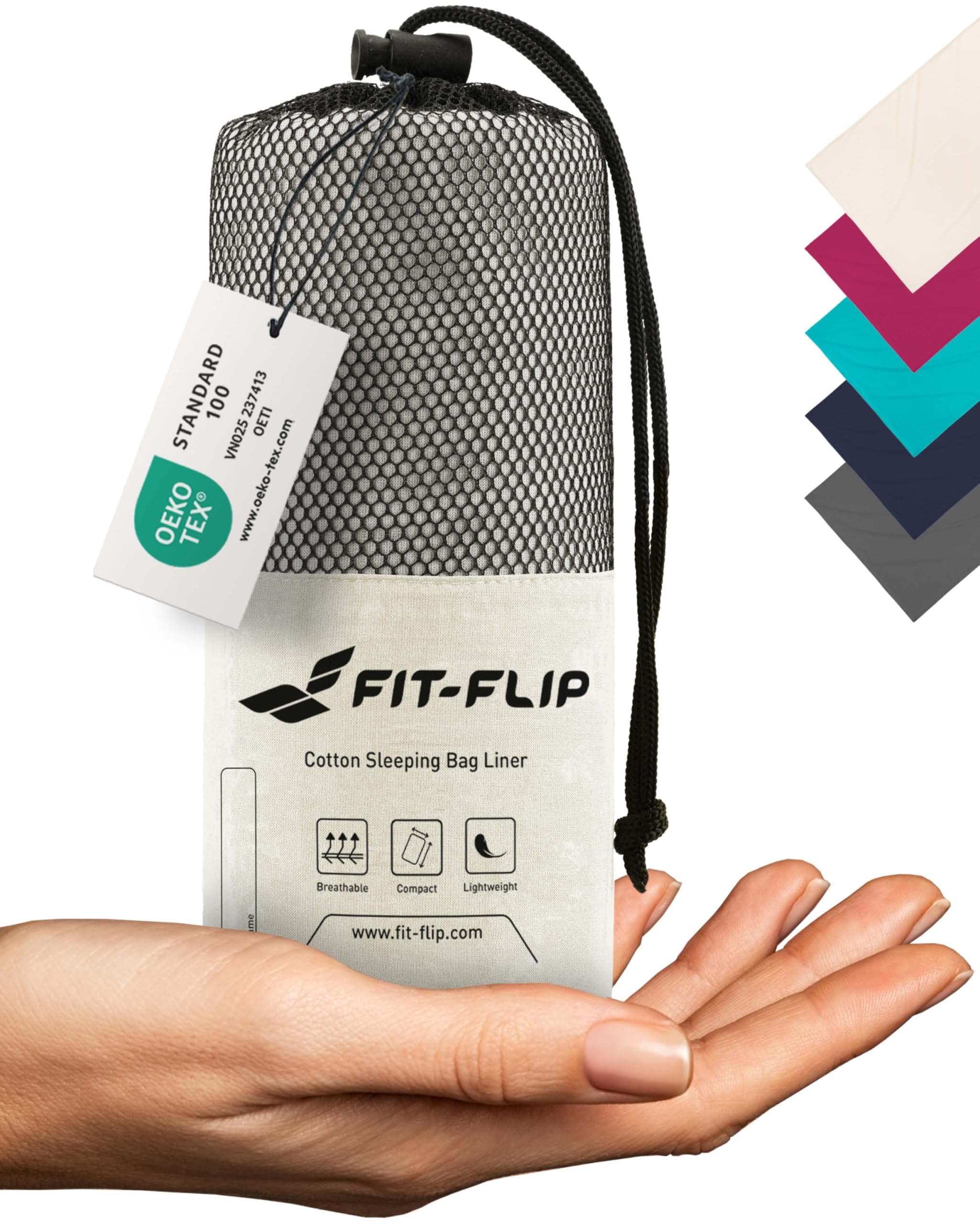 Fit-Flip Sacco Lenzuolo da Viaggio - 100% Cotone o Microfibra - Sacco a pelo con scomparto per cuscino - Sacco Letto singolo ultraleggero e compatto - Sacco a Pelo leggero Estivo