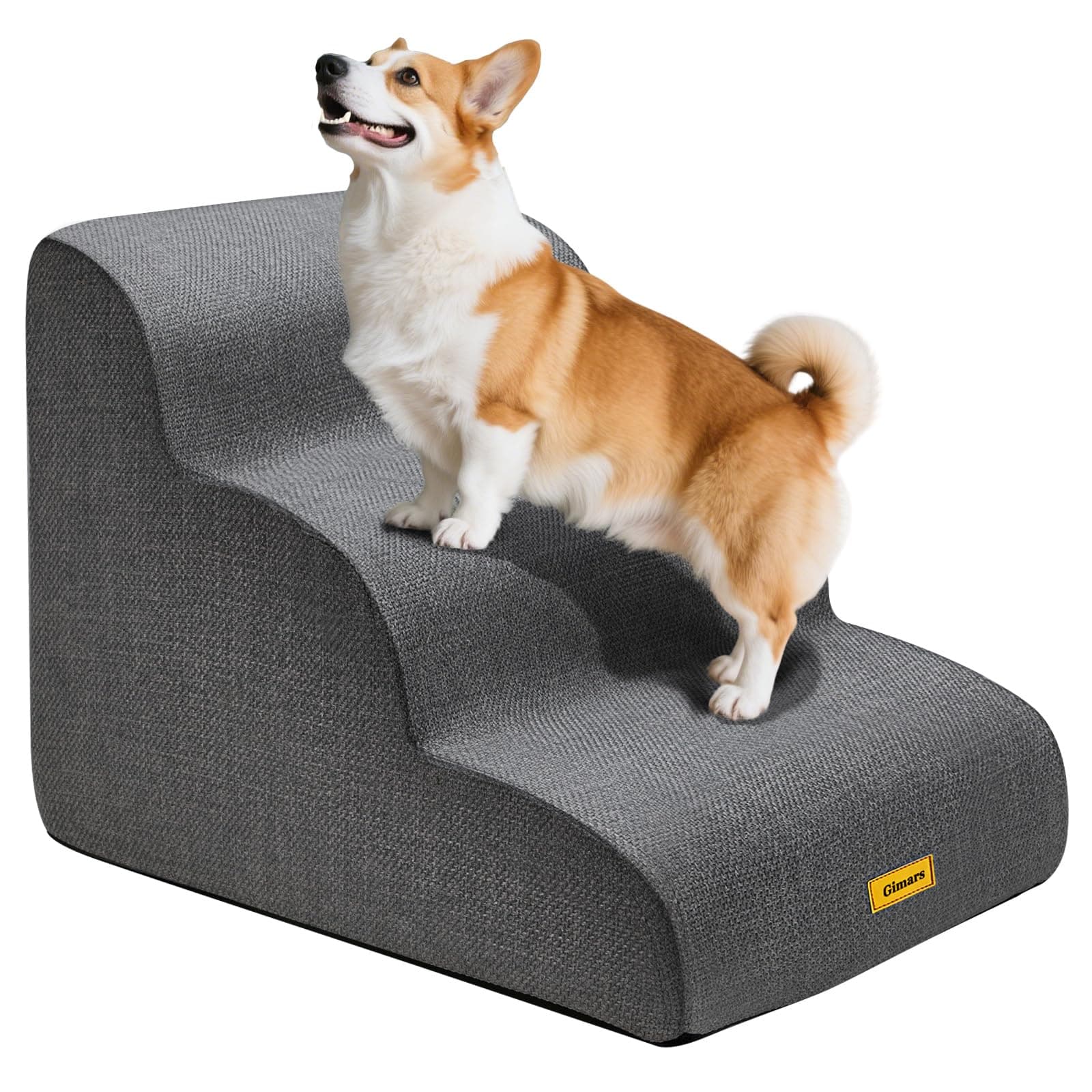 Gimars Escalera para Perros con Espuma 30D, 3 escalones estables de 40 cm, Funda Lavable, Base Antideslizante, rampa para Perros pequeña, Escalera Perro para Cama, sofá, Coche