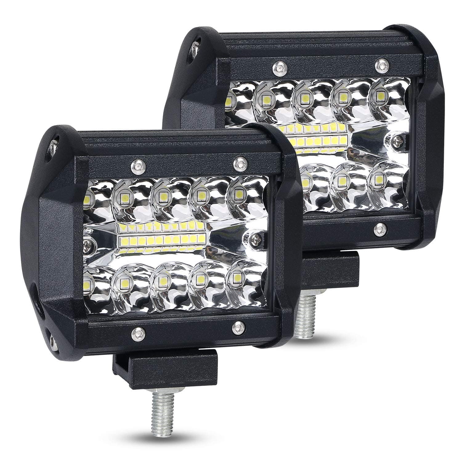 URAQT Faro da Lavoro LED, 2 Pezzi Faretti Fendinebbia 4" 60W, 6000K Fari LED Impermeabile Fuoristrada Barra, Fendinebbia LEDs, Luci di Lavoro Fuoristrada per MOTO SUV ATV UTV Camion