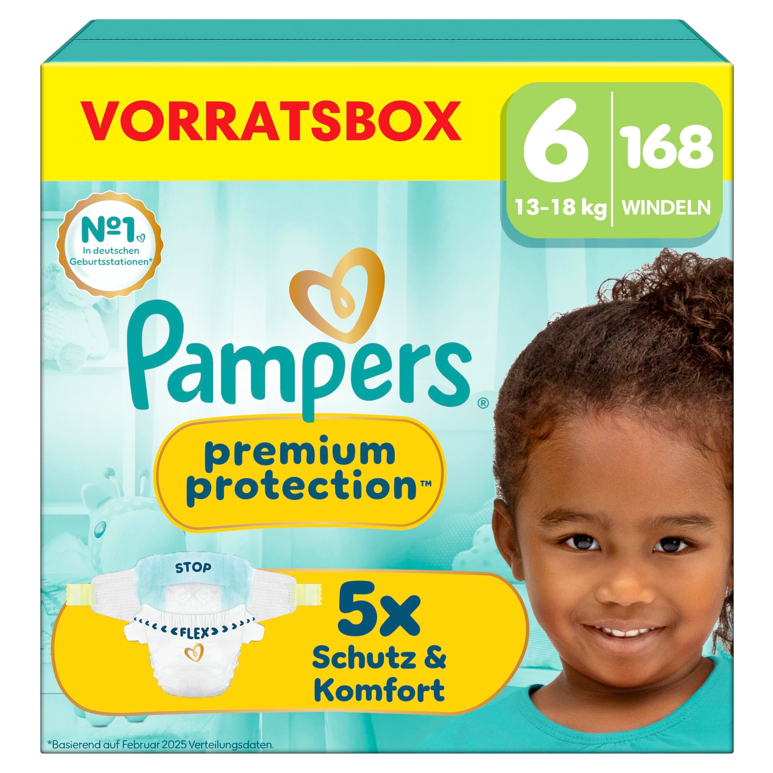 Pampers Premium Protection Größe 6, 168 Windeln, 13kg-18kg | unser Nr. 1 Haut- und Auslaufschutz