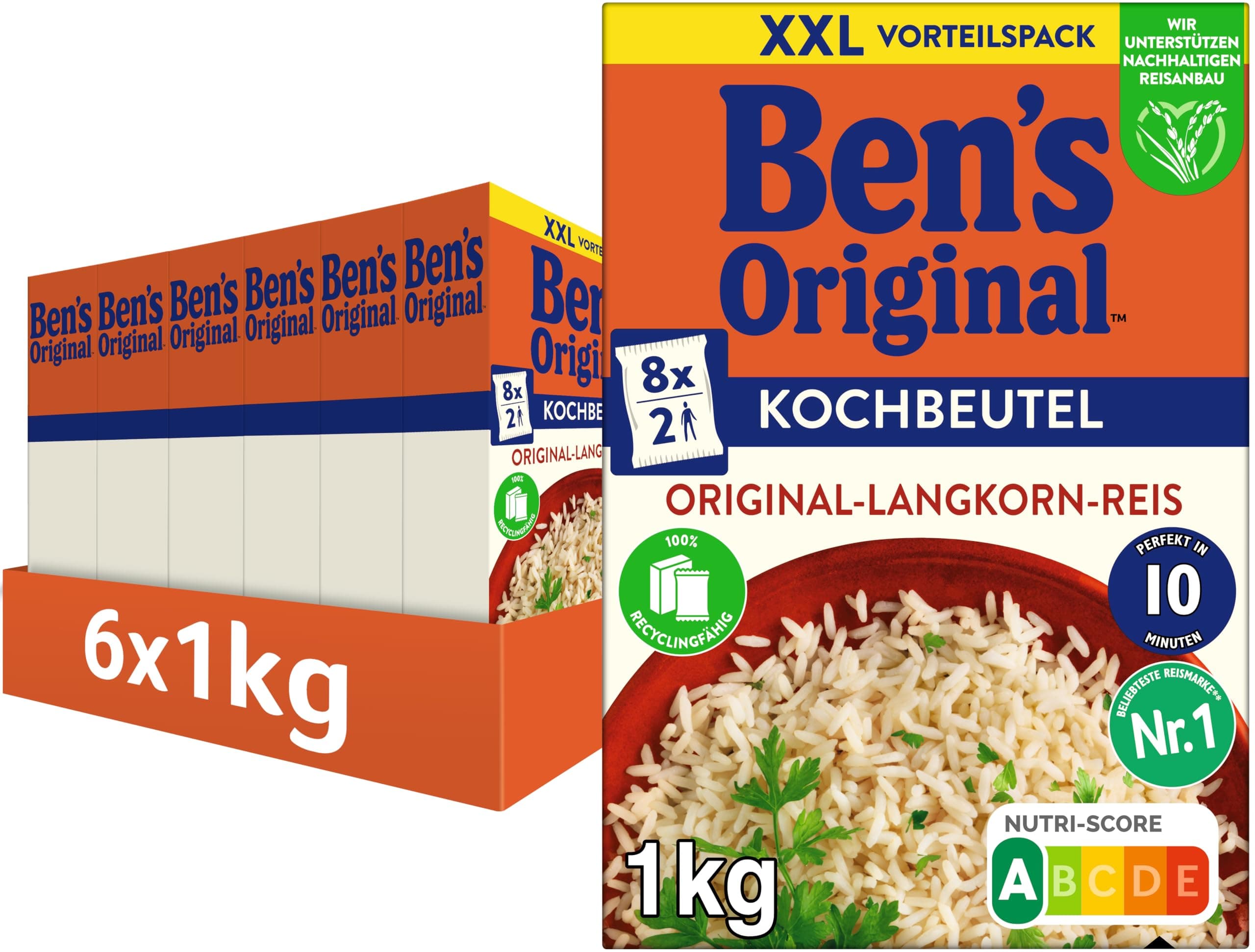 BEN'S ORIGINAL™ Kochbeutel 10 Minuten Original Langkornreis 6x1kg