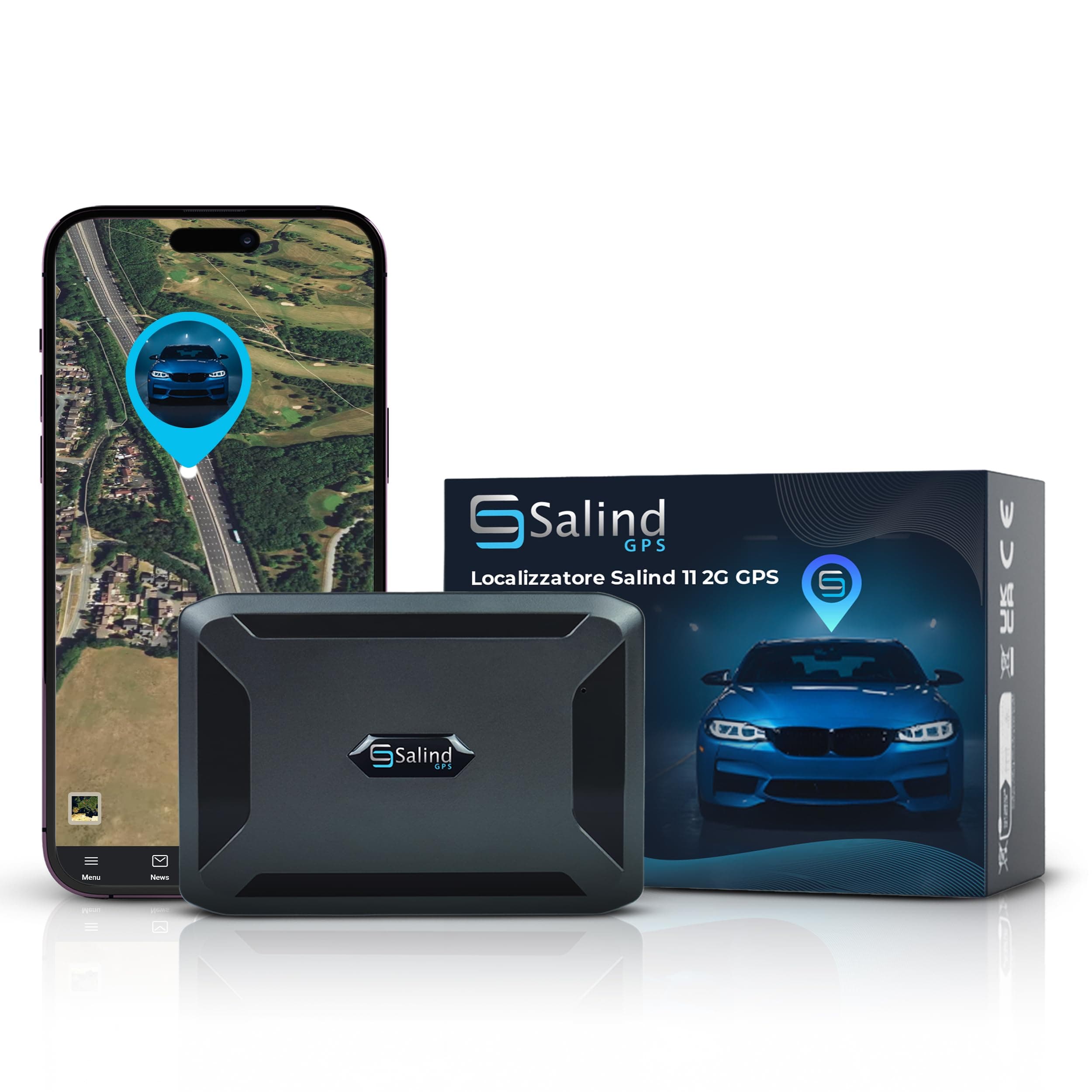 Salind 11, Localizzatore GPS per Auto, Moto, Camion e Altri Veicoli con Allarmi Multipli, Tracker con App, Magnete Potente, Batteria fino a 90 Giorni, Tracciamento in Tempo Reale