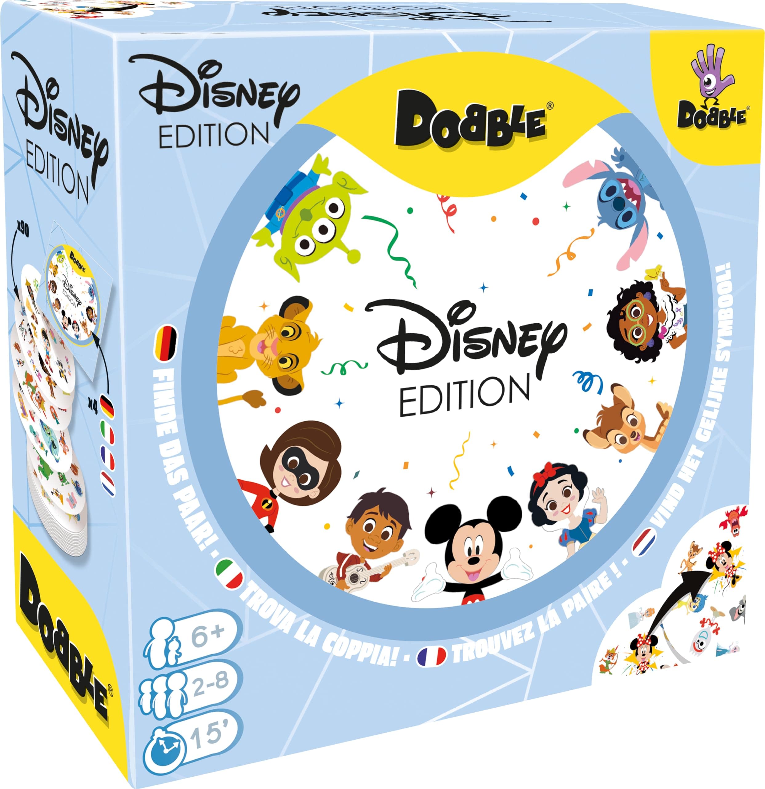 Asmodee - Dobble Disney - Jeu de Cartes Rapide et Amusant - 2 à 8 Joueurs