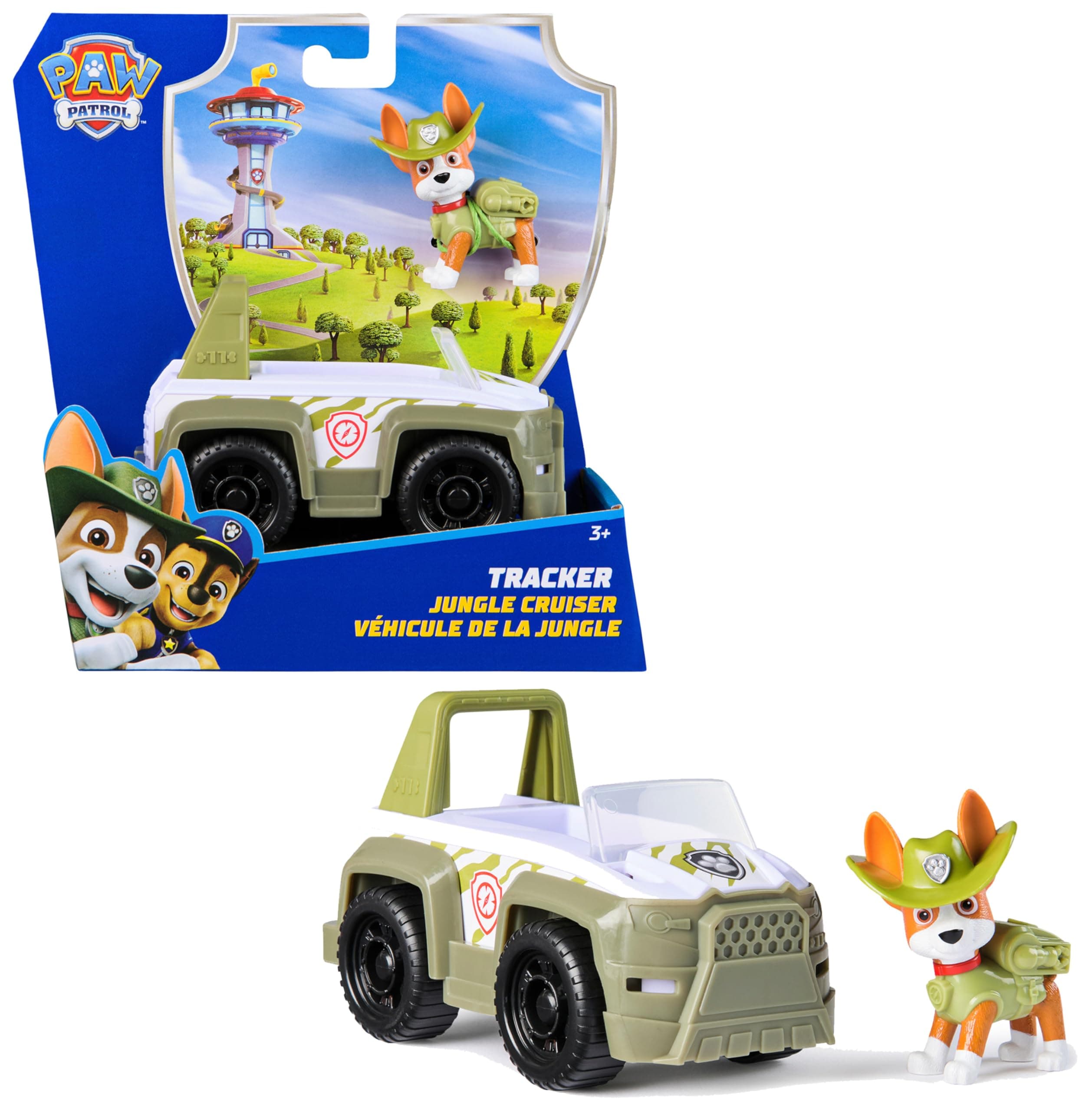 Paw Patrol Patrulla Canina - Coche Todoterreno Jungle Cruiser Y Figura Tracker - Patrulla Canina Juguetes - Juguetes Niños 3 Años + - Regalo Niño 3 Años