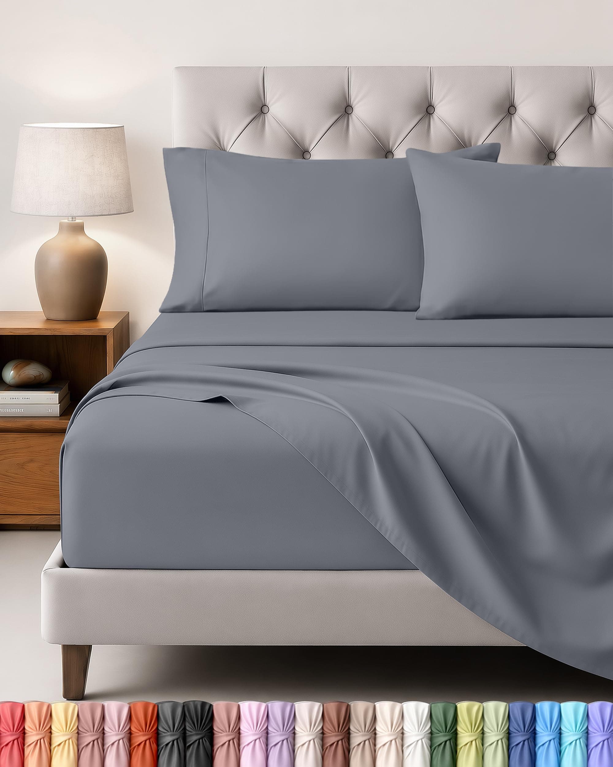 Utopia Bedding Juego de Sabanas 4 Piezas 135x190 - Poliéster Microfibra Cepillada - Oeko-Tex Certificado - Sábana Bajera, Sábana Plana y 2 Fundas de Almohada 50x75 (Cama 135, Gris)