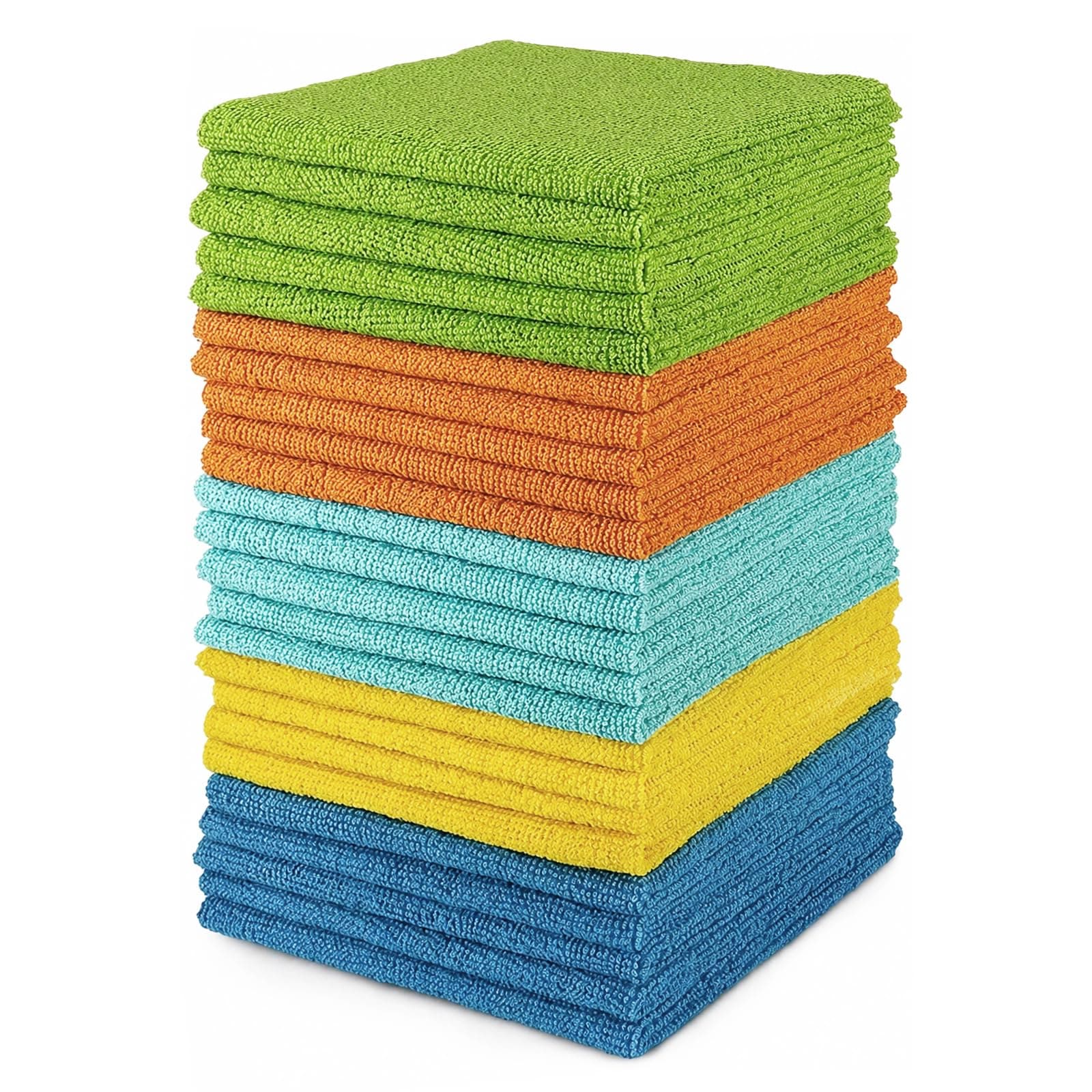 AIDEA Lot de 24 Chiffons de Nettoyage en Microfibre, Torchons Lavette Microfibre Ménage Plus Doux, Plus Absorbants, Non Pelucheux, pour Maison, Cuisine, Voiture, Cenêtres e Vitre 30 x 30cm