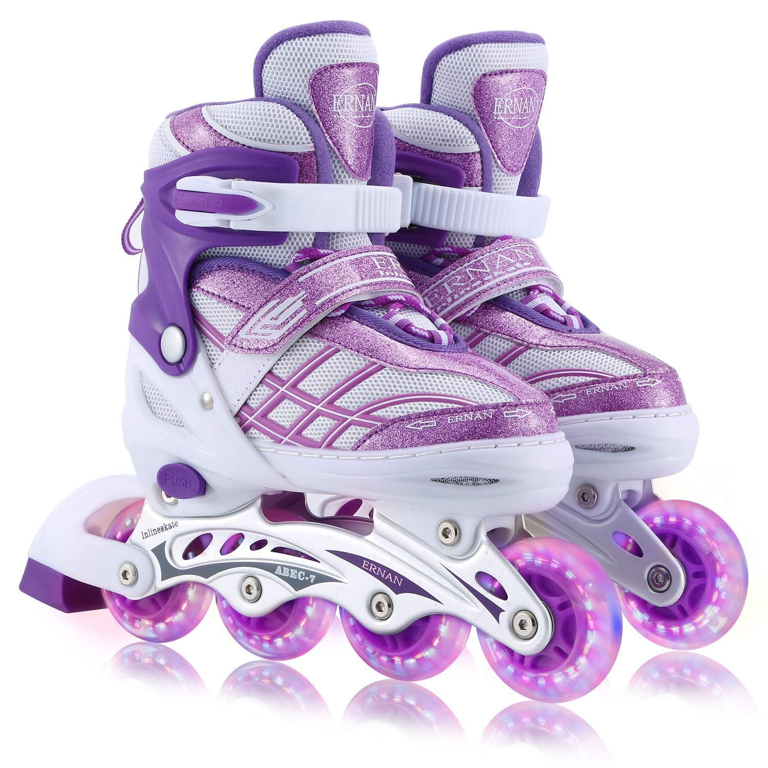 Patines en Línea para Niñas, Patines para Niñas niños Ajustables con Ruedas Luminosas para Niñas y Niños Principiantes