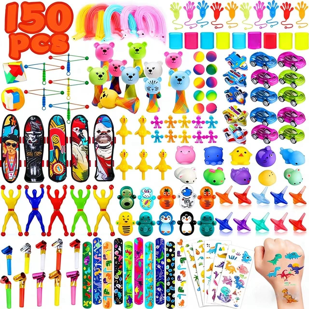 NATISSTEKE 150 Pièces Petit Cadeau Anniversaire Enfants Invites, Pinata Remplissage, Assortiment de Jouets Party Cadeau Pour Fille Garçon, Cadeaux de Noël du Carnaval