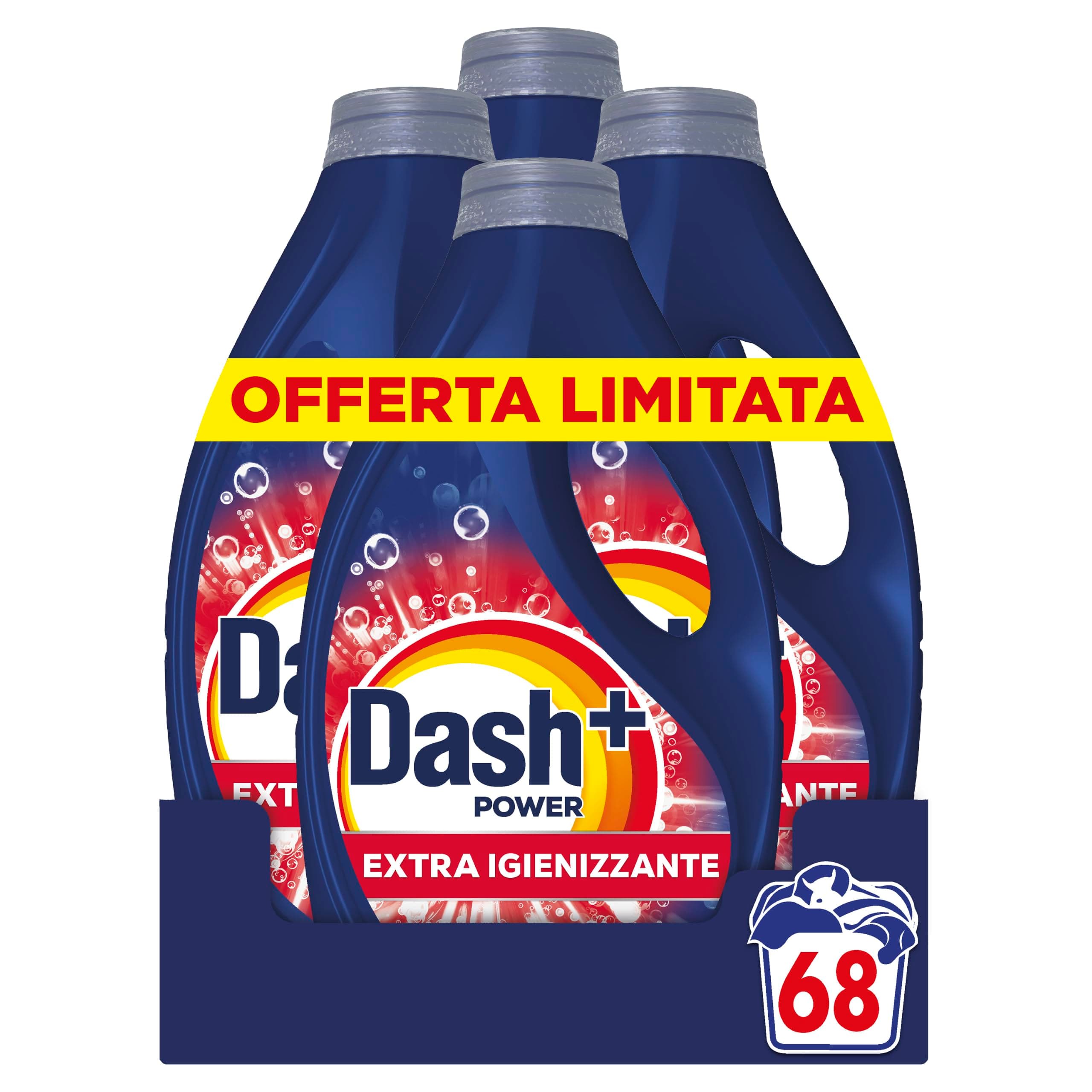 Dash Power+ Extra Igienizzante, Detersivo Lavatrice, 68 Lavaggi. | Pulizia profonda contro sporco e batteri, con 3 additivi integrati