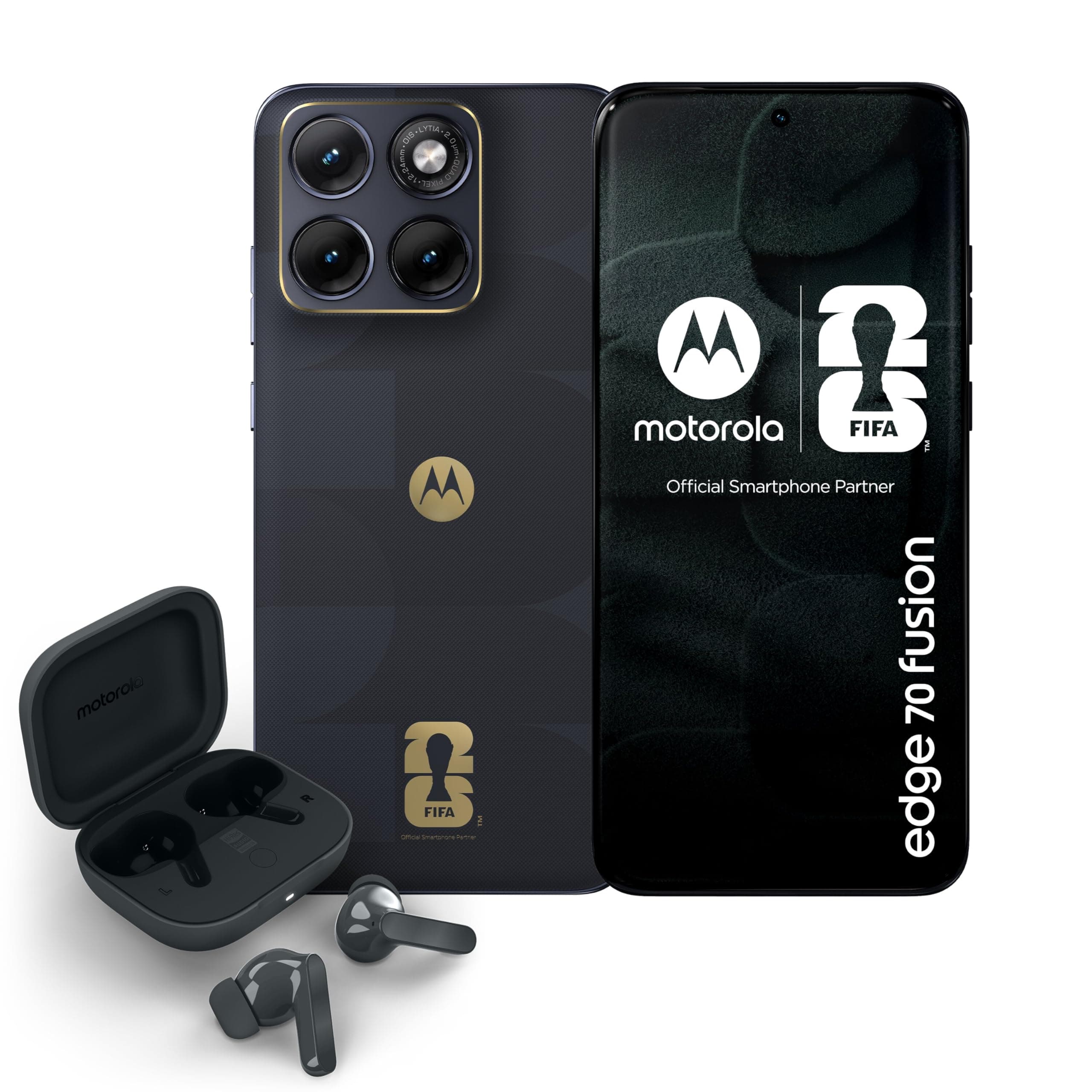 Motorola edge 70 fusion FIFA World Cup 26™ Edition e moto buds bass (8/256GB, Camera 50MP Sony LYTIA™ 710, Display 6.78" Extreme AMOLED 144Hz, Snapdragon® 7s Gen 3, 5100mAh), PANTONE Silhouette