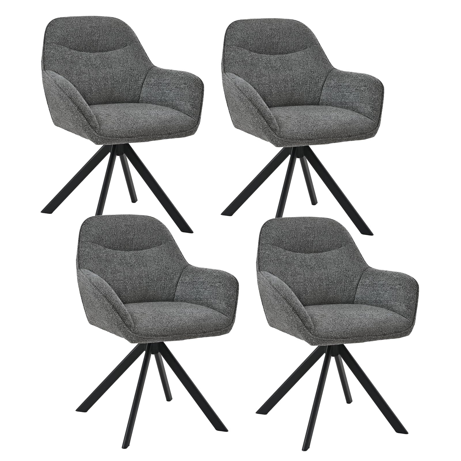 Goeurvant Juego de 4 sillas de comedor giratorias con reposabrazos, giratorias 360°, tapizadas de chenilla, sillas de cocina, giratorias con patas de metal, para comedor, sala de estar, oficina, color