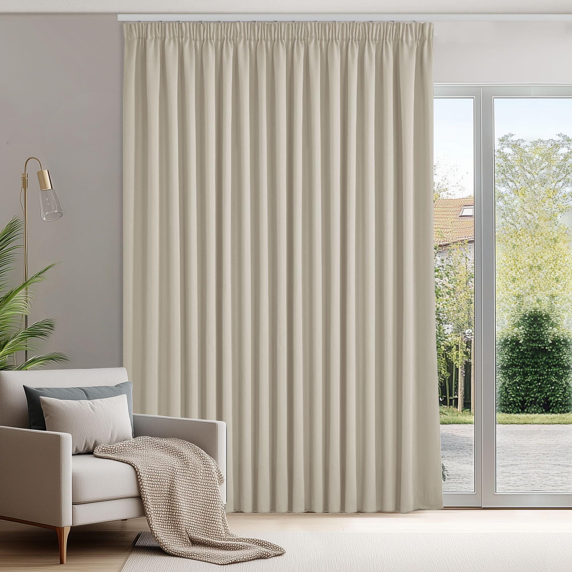 Deconovo Tende Oscuranti per Interni con Fettuccia, Termiche Isolanti – 3 Modi di Montaggio, per Camera da Letto e Soggiorno, 1 Pannelli 300x175 cm, Beige Chiaro, Certificato OEKO-TEX