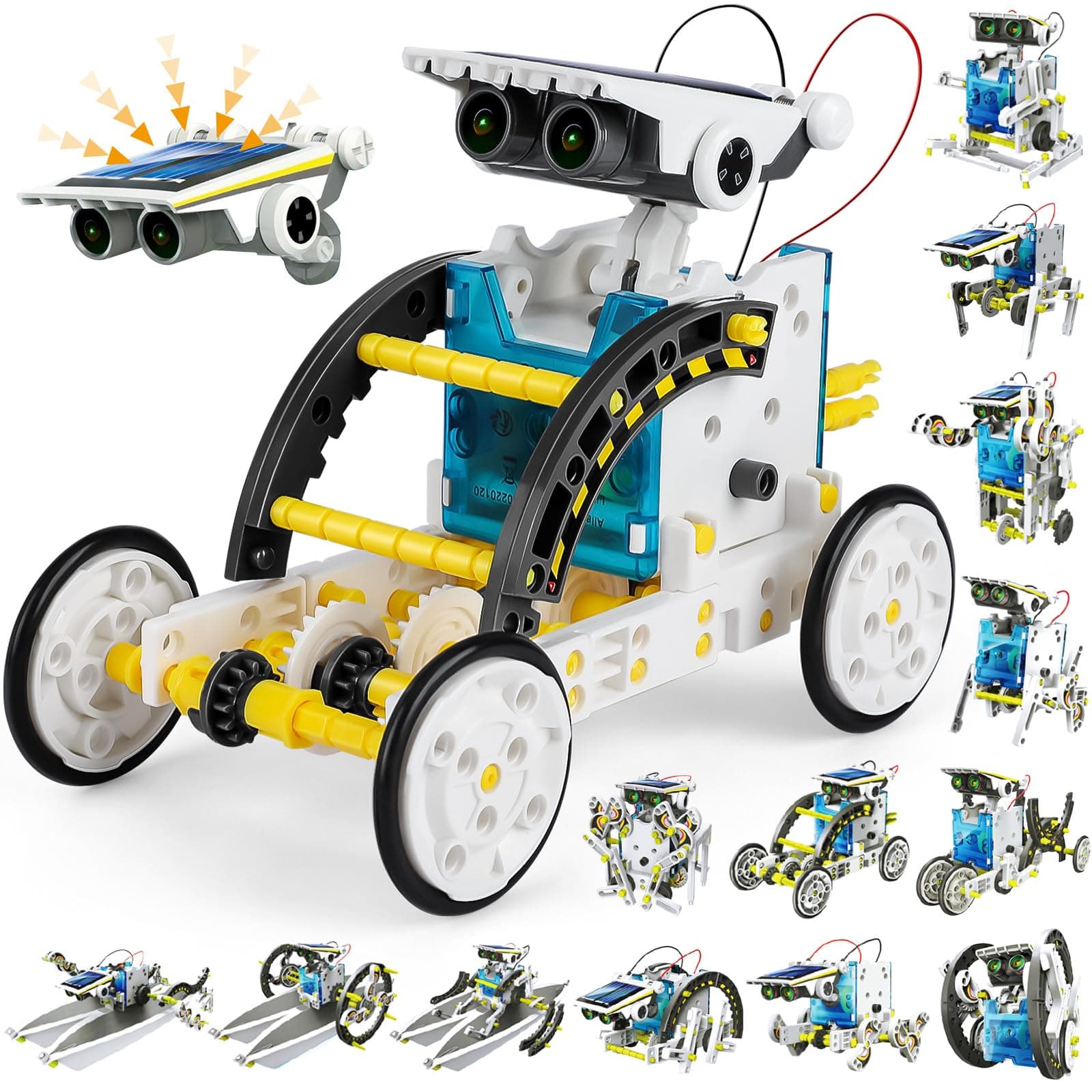 13 en 1 Robot Solaire, Robot Jouet Enfant Maquette Voiture Jeux de Construction Robotique Éducative Exterieur Experiences Scientifiques Cadeau Anniversaire pour Garçon Fille 10 11 12 13 14 Ans