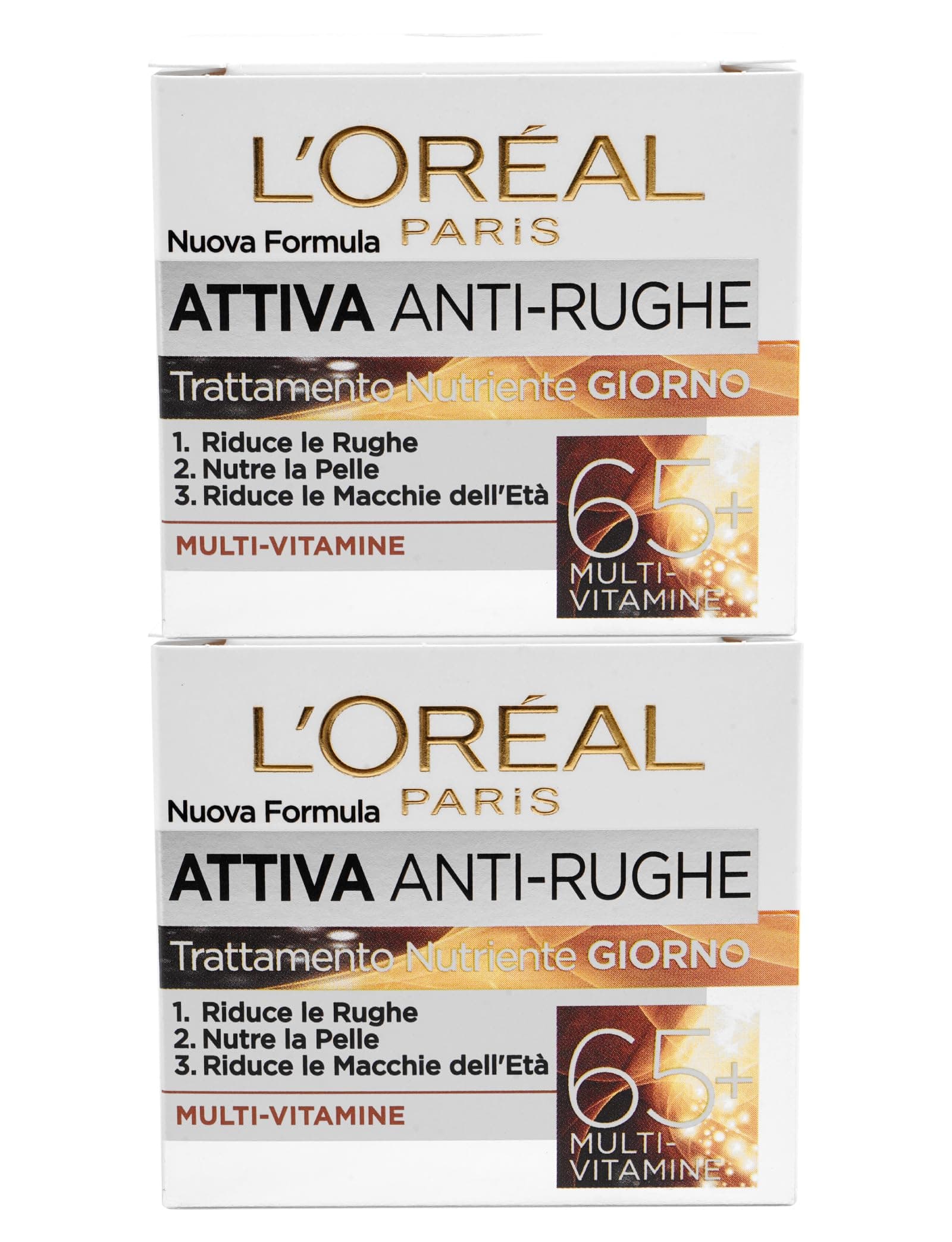 L'Oréal Paris Age Perfect Anti-Arrugas 65+ Crema Facial de Día Nutritiva con Multi-Vitaminas para Pieles Maduras - 2 Tarros de 50ml