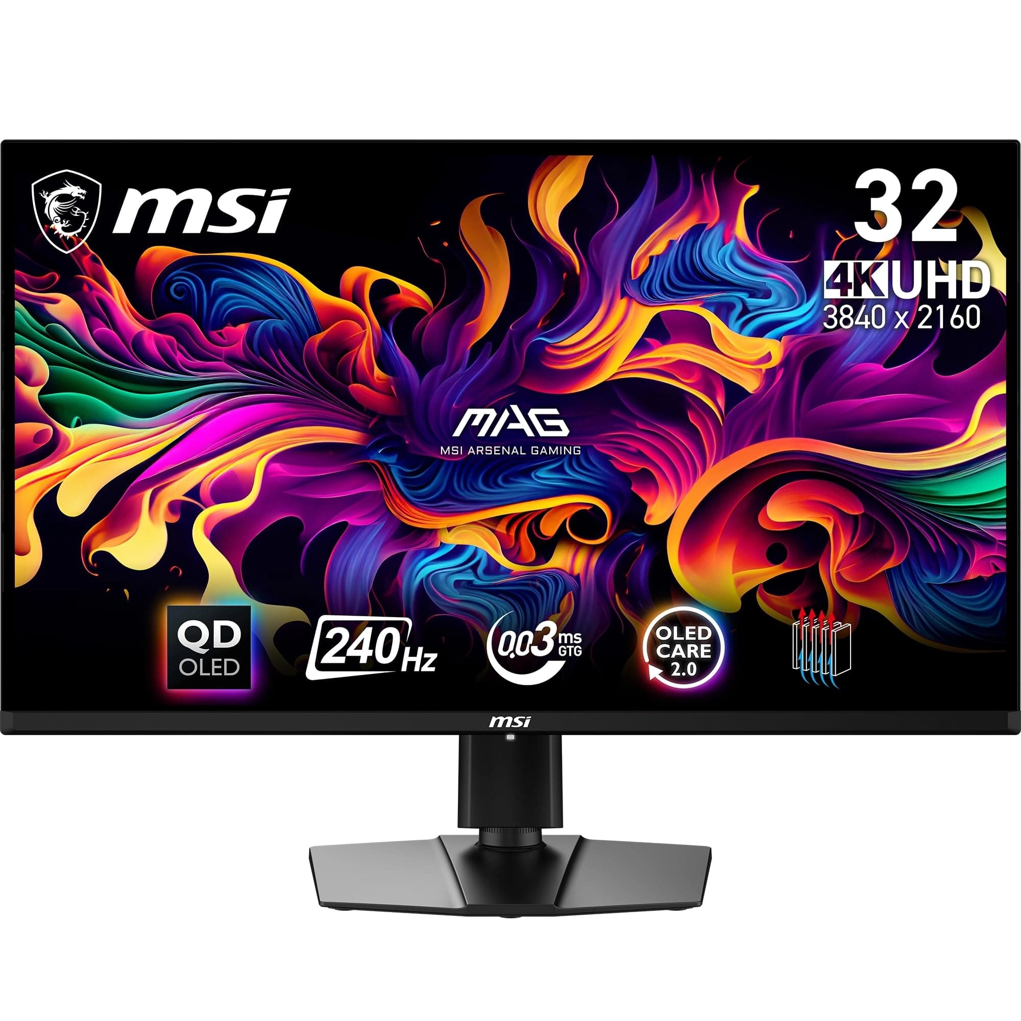 MSI MAG 321UPX QD-OLED Monitor Gaming 31.5" 4K UHD - Pannello Quantum Dot OLED (3840 x 2160), 240Hz/0.03ms, 99% DCI-P3, Display HDR True Black 400 - DP 1.4a, HDMI 2.1, USB Type-C