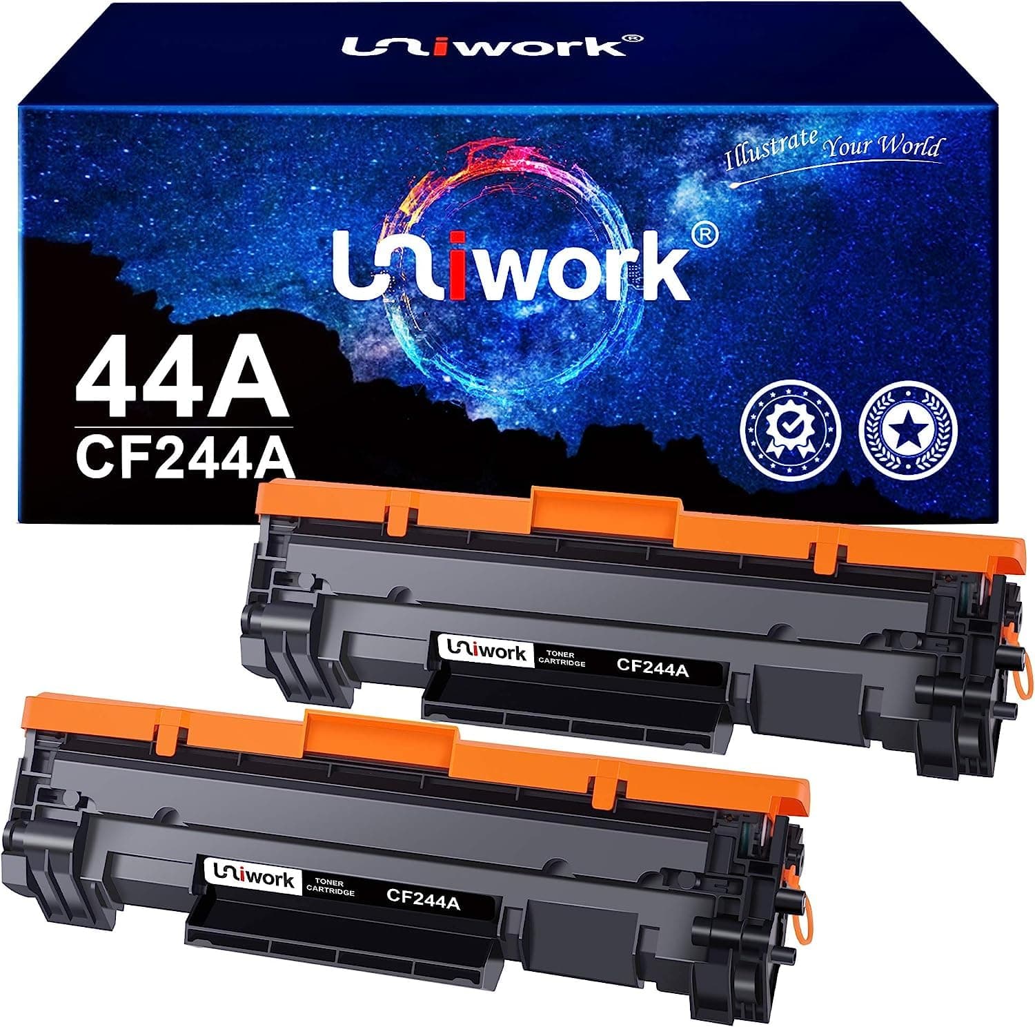 Uniwork 44A (Con chip) Cartucce Toner Compatibili per HP 44A CF244A (Nero) | Toner 44A, Laserjet Pro M15a, M15w, MFP, M28a, M28w, Nero, Compatibili per HP, 1000 Pagine, Alta Capacità, Con Chip, 2-Pack