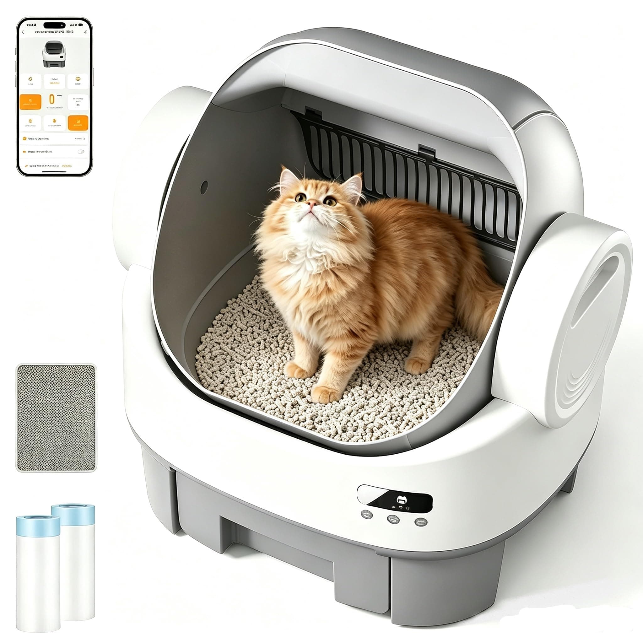 Arenero Gatos Autolimpiable con App,Modelo de Inicio del Arenero Automático | Sistema de Auto-Inversión, Caixa de Areia con Sensores Múltiples, Cajón de Heces 12L para 10+ Días, para Gatos de 1.5 a 10kg