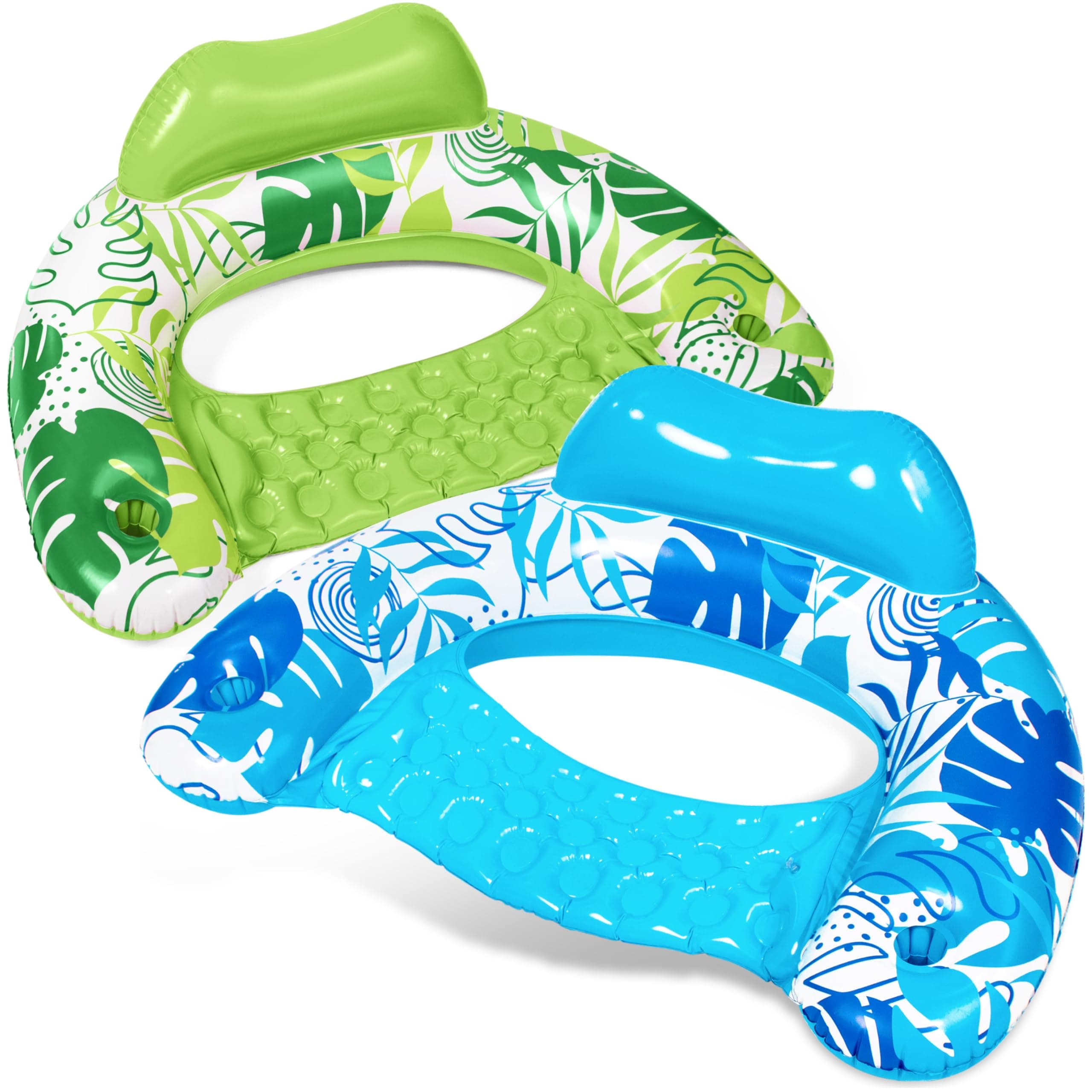 SLOOSH Bouées Gonflables pour Adultes, Lot de 2 Chaises de Piscine avec Porte-Gobelets, Chaise Flottante Gonflable, Bouées de Piscine pour Adultes, Fête Piscine, Estival