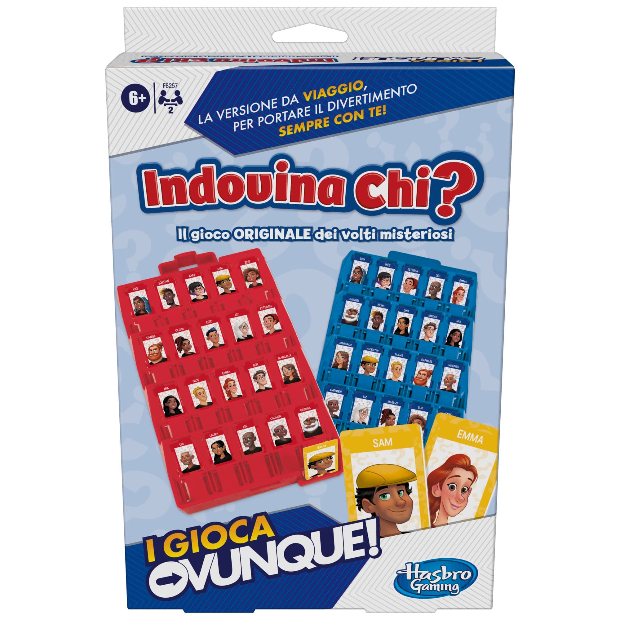 Hasbro Gaming Indovina Chi?, I Gioca Ovunque, Gioco Portatile, per Bambini e Bambine dai 6 Anni in Su, Giocattolo dei Volti Misteriosi con Indovinelli per 2 Giocatori
