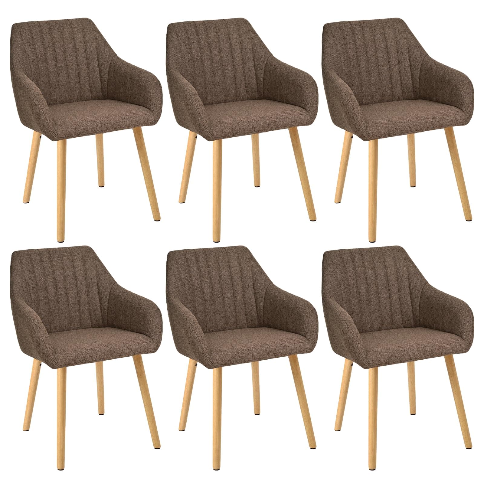 Goeurvant Juego de 6 sillas de comedor con patas de madera beige con reposabrazos, silla de comedor, silla de cocina, silla tapizada, silla con reposabrazos, de poliéster, silla de salón, para comedor