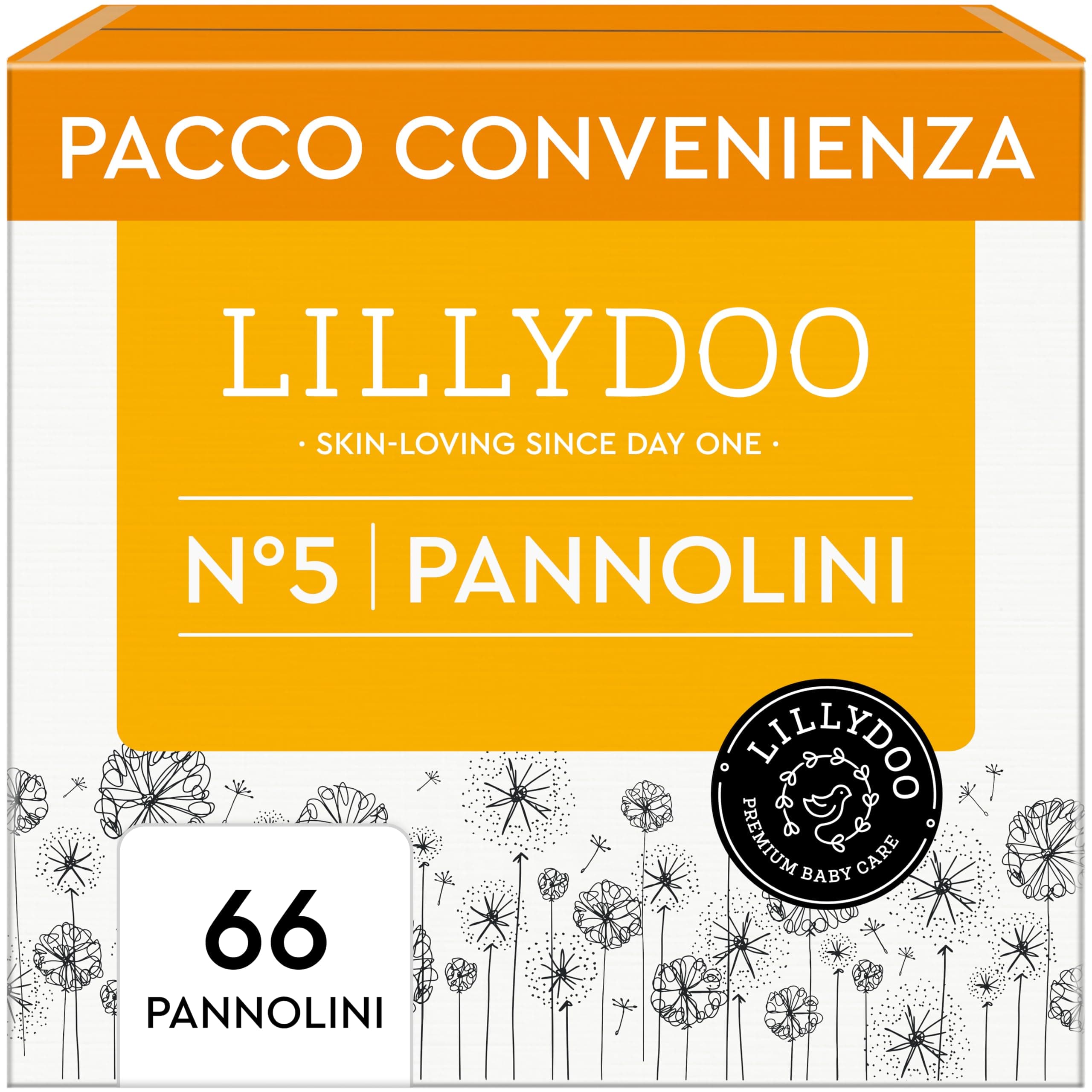 Pannolini LILLYDOO delicati sulla pelle - taglia 5 (11+ kg), pacco scorta (66 unità), protezione contro le fuoriuscite, morbidi, senza profumi & lozioni e dermatologicamente testati | Protezione sicura contro le perdite, morbido, senza profumi e lozioni per pelli sensibili, dermatologicamente testato