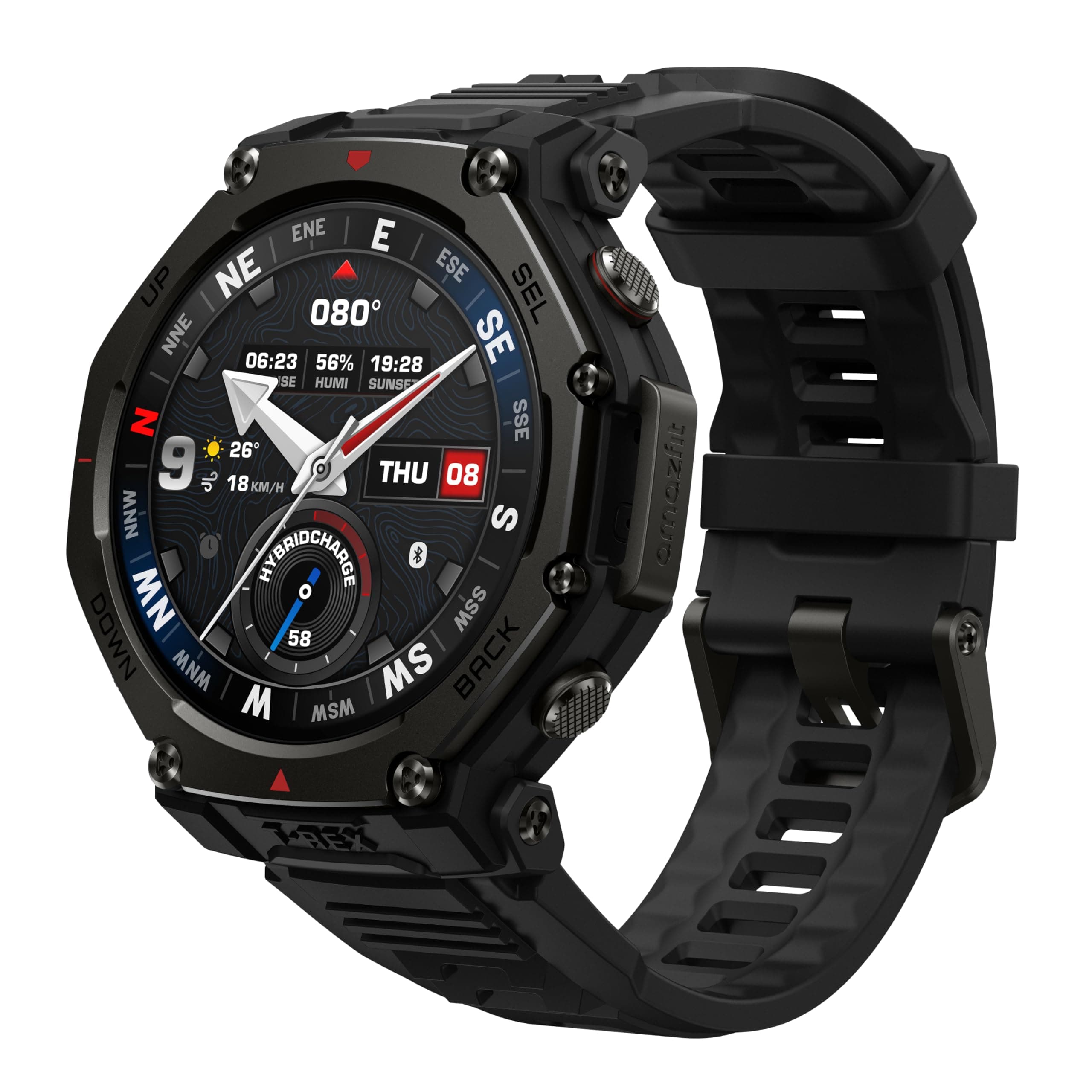Amazfit T-Rex 3 Pro Montre Connectée Outdoor 48 mm, Écran AMOLED en Saphir, Lunette en Titane, GPS Double Bande, Cartes Hors Ligne, Lampe Intégrée, Autonomie 25 Jours, Smartwatch pour Android iPhone
