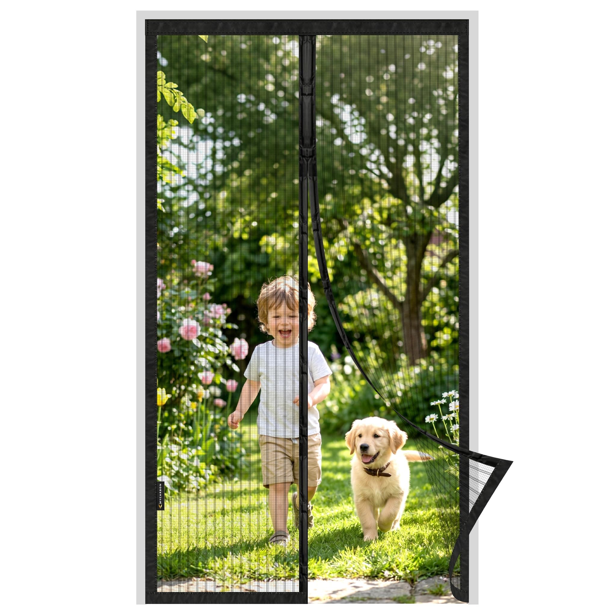 MYCARBON Zanzariera Magnetica 140x250cm Zanzariera Porta Finestra a Calamita Resistente Traspirante Tenda Anti Mosche, Nero