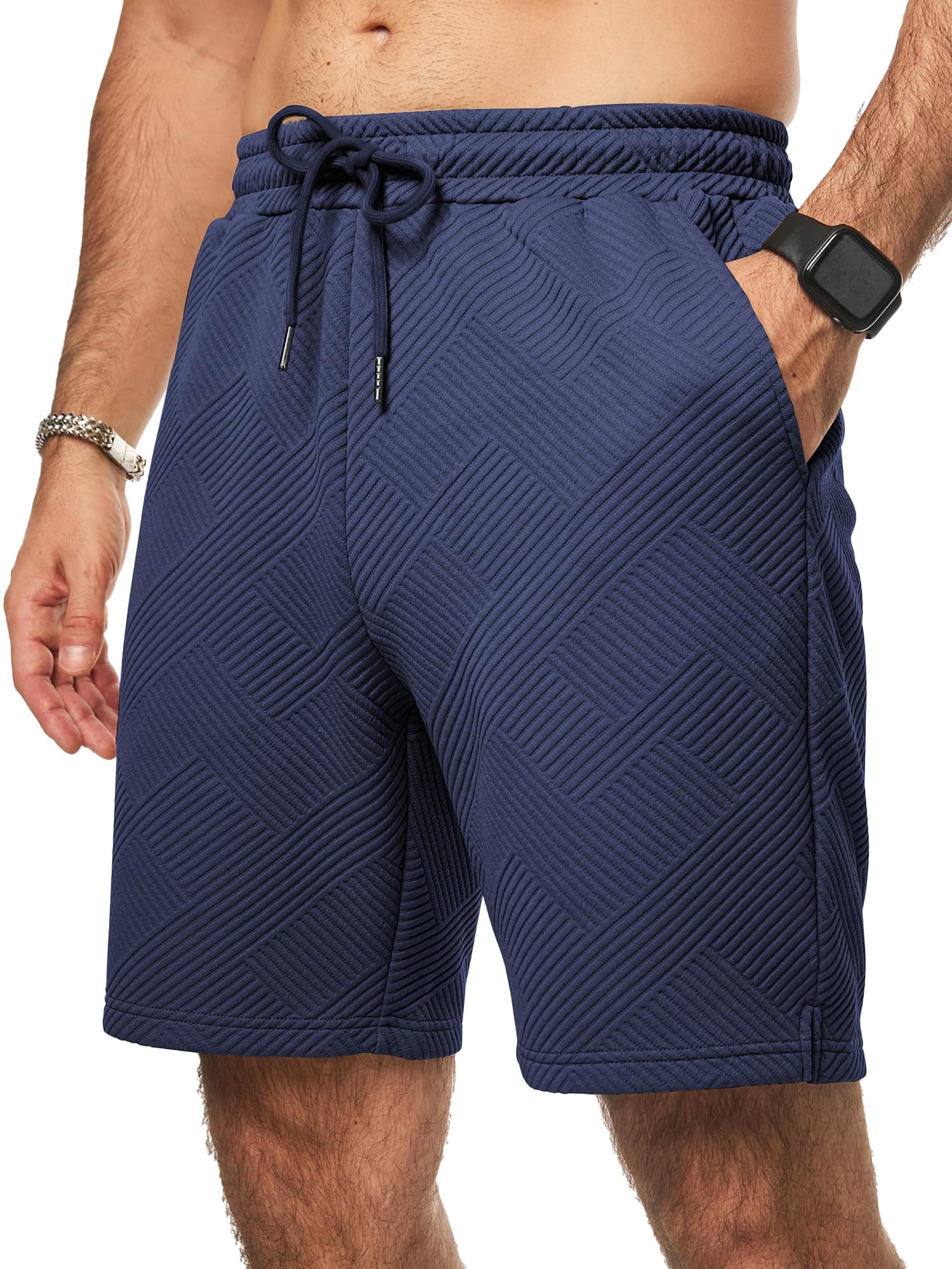 JMIERR Herren Textur Kurze Hosen mit 3 Taschen 2026 Sommer Casual Loose Shorts Elastische Taille