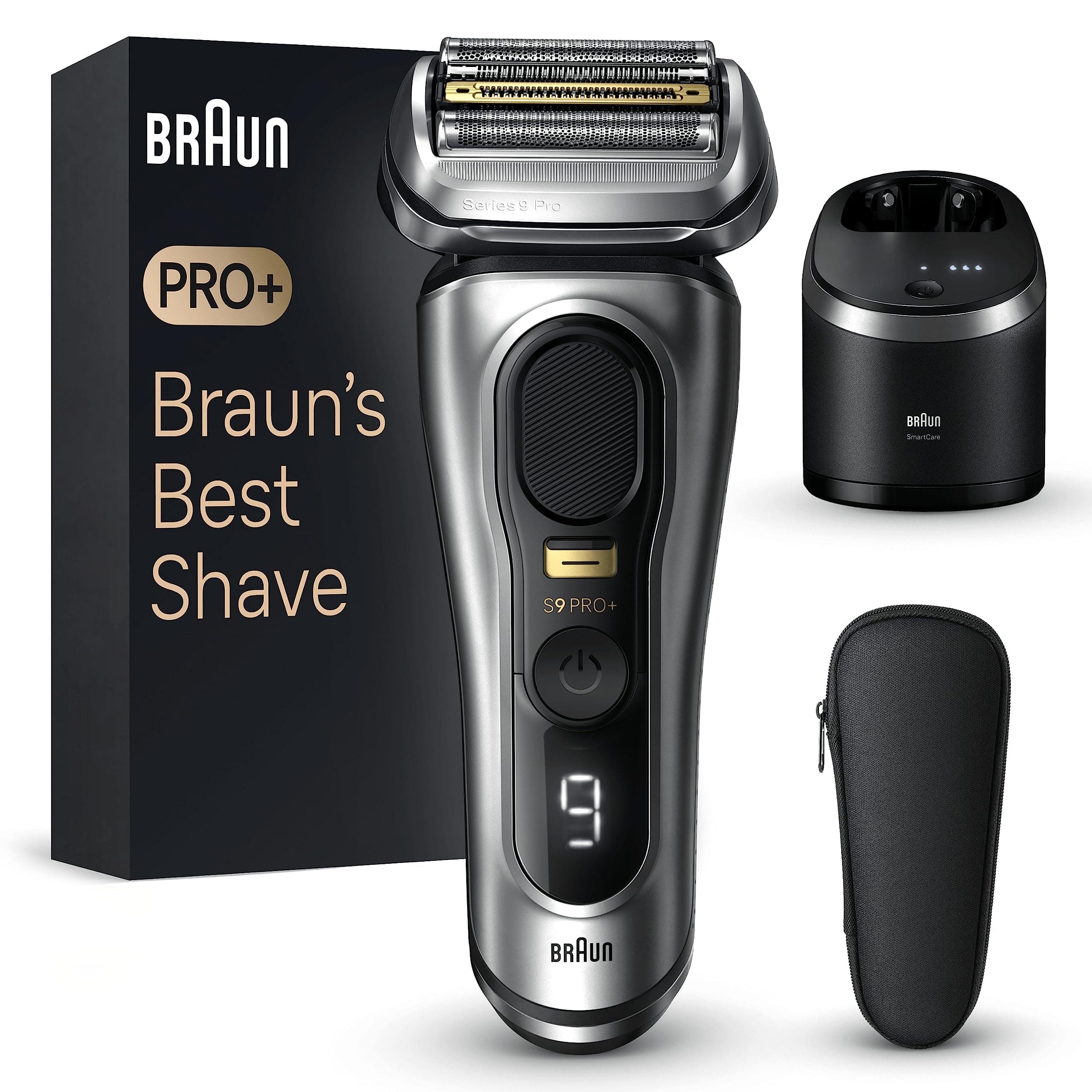 Braun Rasoir Electrique Hommes Series 9 PRO+ 9467cc, Etanche, Lame ProLift, Tondeuse Pro Trimmer Pour Rasage De Précision, Kit Barbe Homme Avec 5 Eléments De Rasage, Coffret Avec Station De Nettoyage