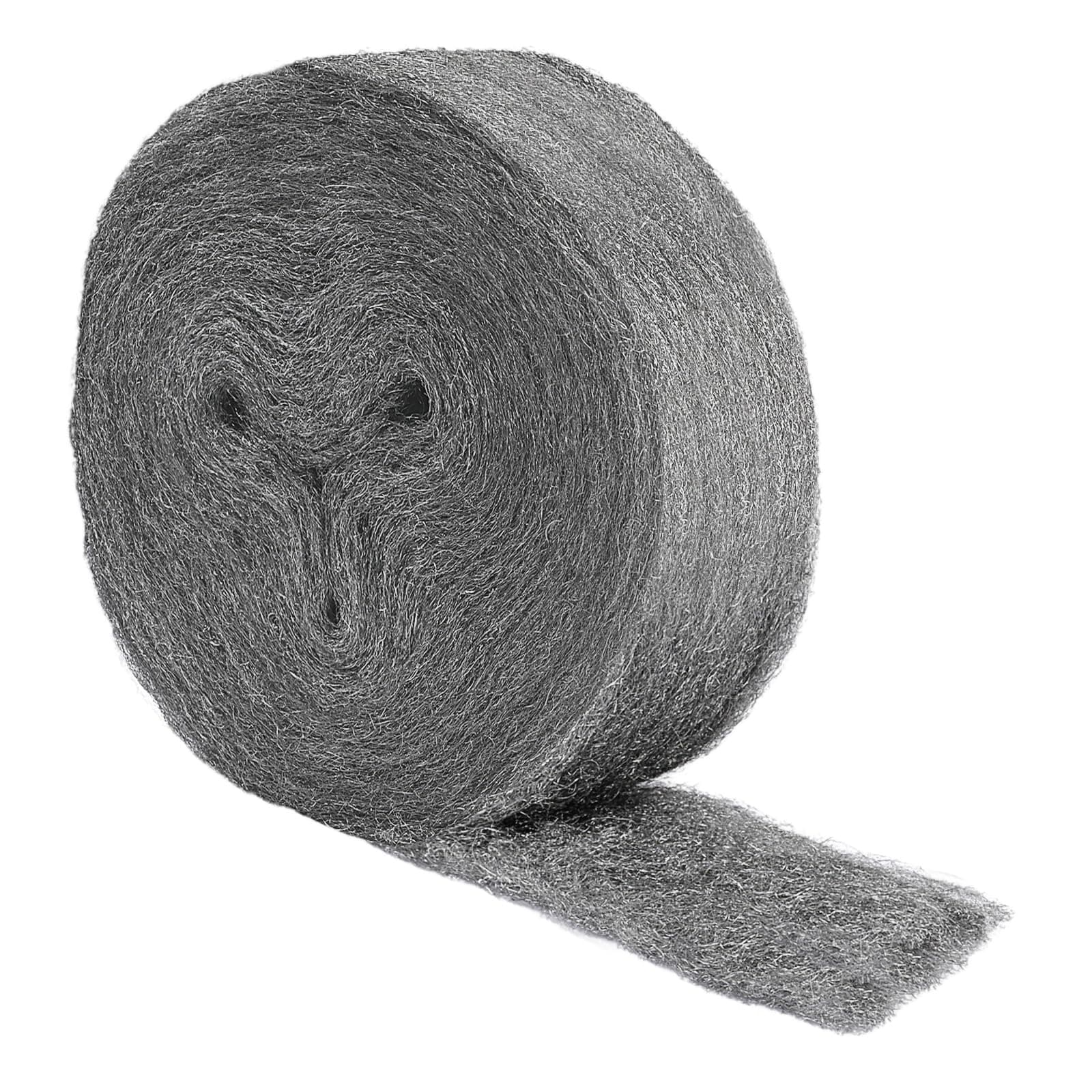 MOGRQAP 20M Lana de Acero 1# para Proteger Contra Ratones, pulir y limpiar | para Agujeros, Grietas en Paredes, Lanas de Alambre 1# para Limpieza y Pulido de Madera, Vidrio, Metal, Bronce, Cobre -500g