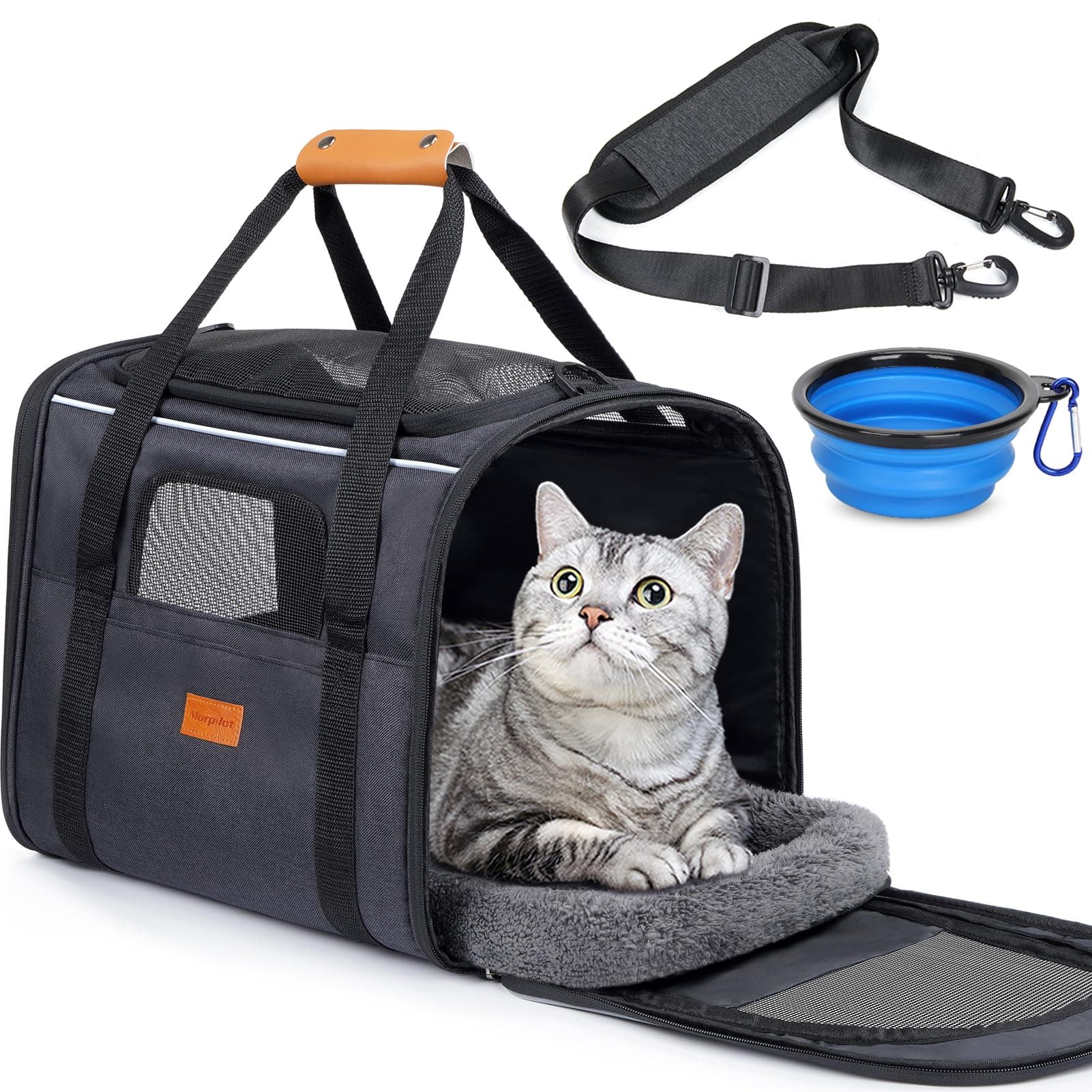 Morpilot Trasportino per Cani e Gatti, Gabbietta Morbida per Animali Domestici, Borsa portabile o a Tracolla in Tessuto da Trasporto Confortevole, Borsa Ripiegabile Viaggio Sull' Aereo