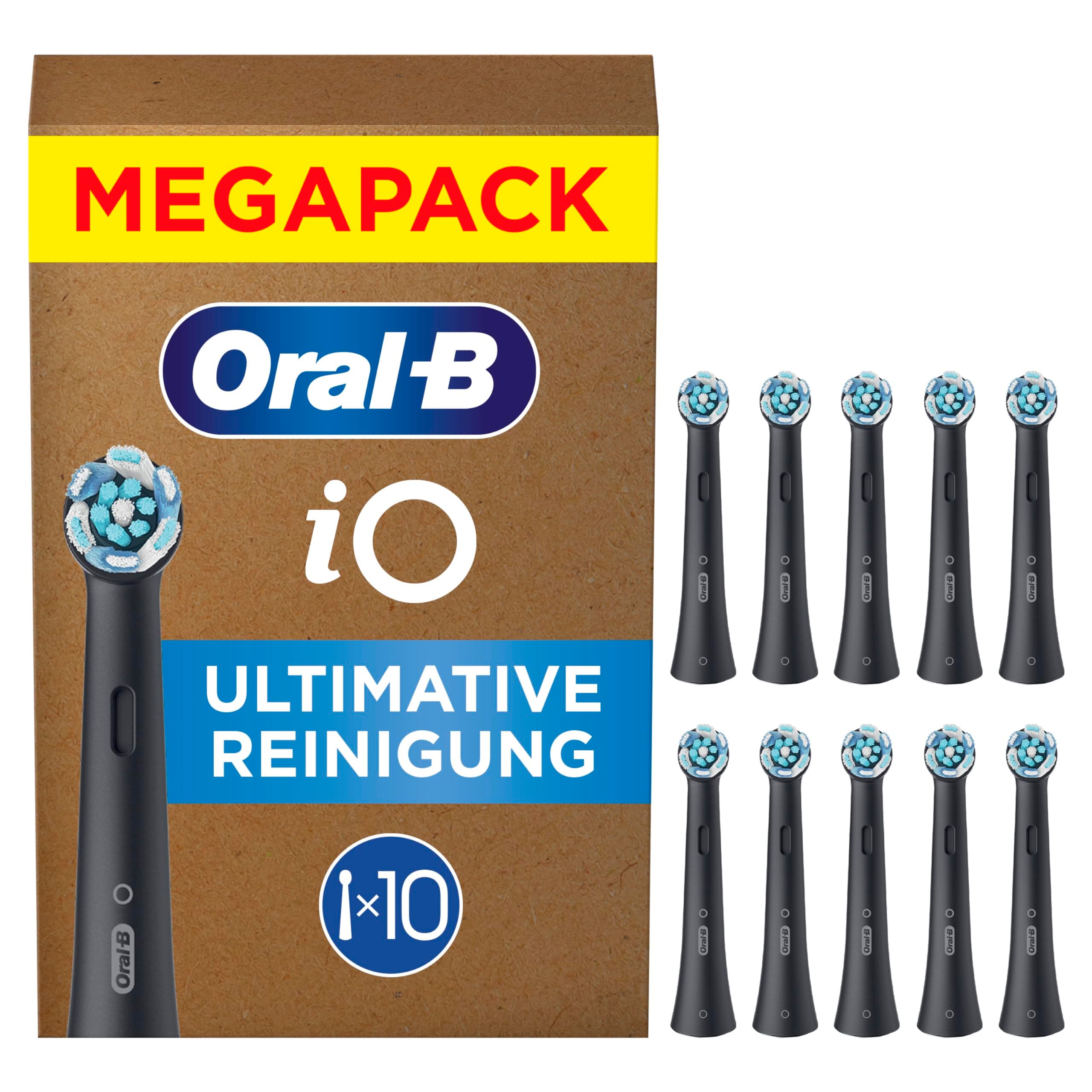 Oral-B iO Aufsteckbürsten Ultimative Reinigung, Schwarz, 10 Stück - Original Zahnbürstenaufsatz für Elektrische Zahnbürste, Zahnbürstenköpfe für Fortschrittliche Tiefenreinigung
