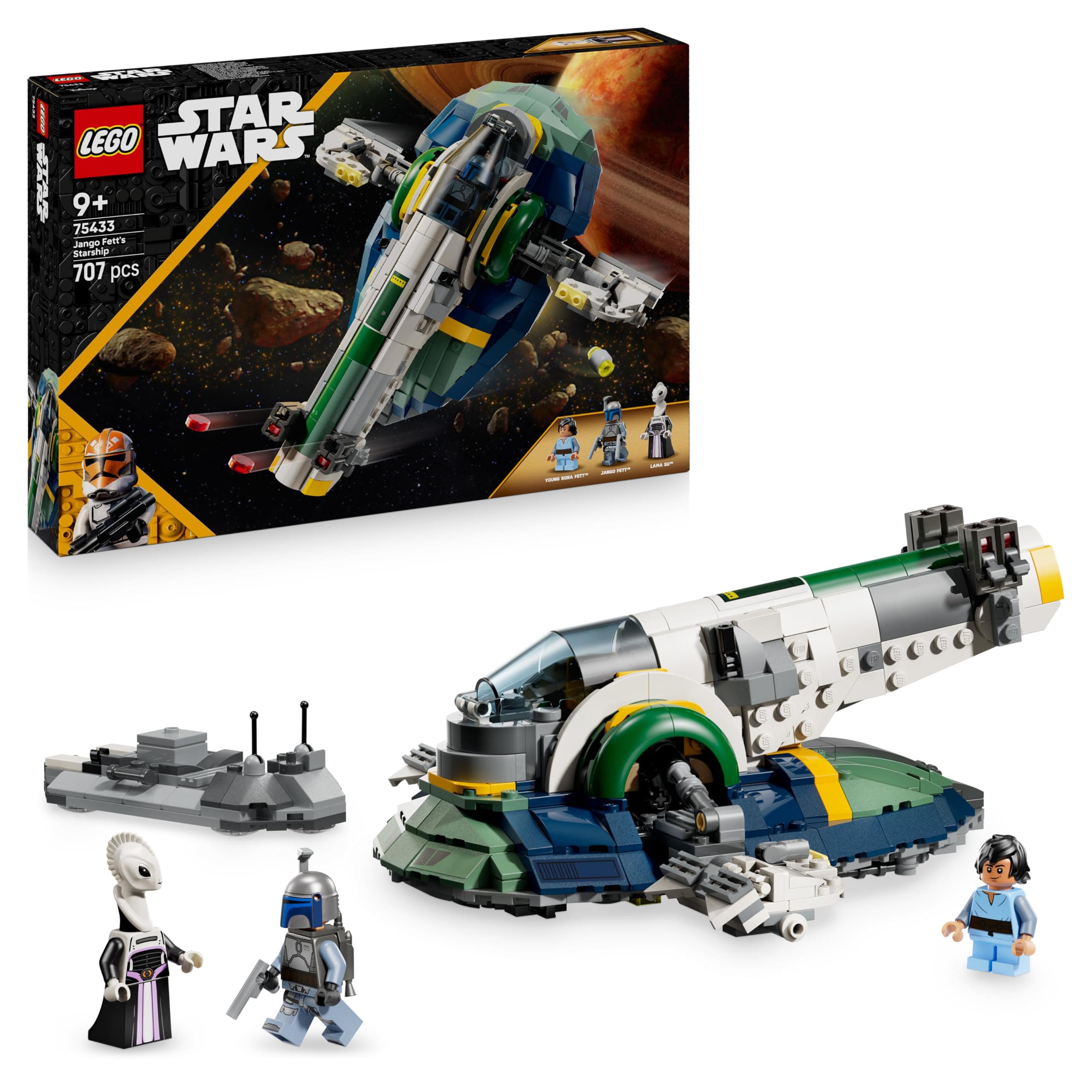 LEGO Star Wars 75433 L’Attaque des Clones Le Vaisseau de Jango Fett - Jouet de Construction avec Ailes Rotatives & 3 Minifigurines Dont Boba Fett - Décoration - Cadeau pour Garçon ou Fan dès 9 Ans