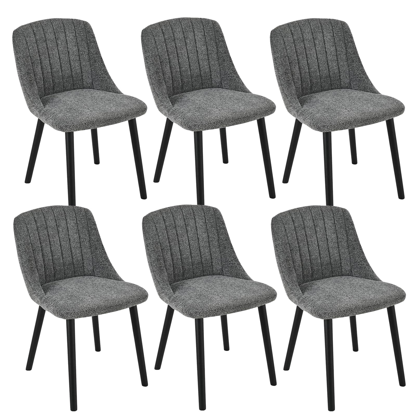 Goeurvant Lot de 6 Chaises de Salle à Manger Grises avec Pieds en Bois, Chaises Rembourrées en Velours, pour Cuisine, Salle à Manger, Salon et Bureau